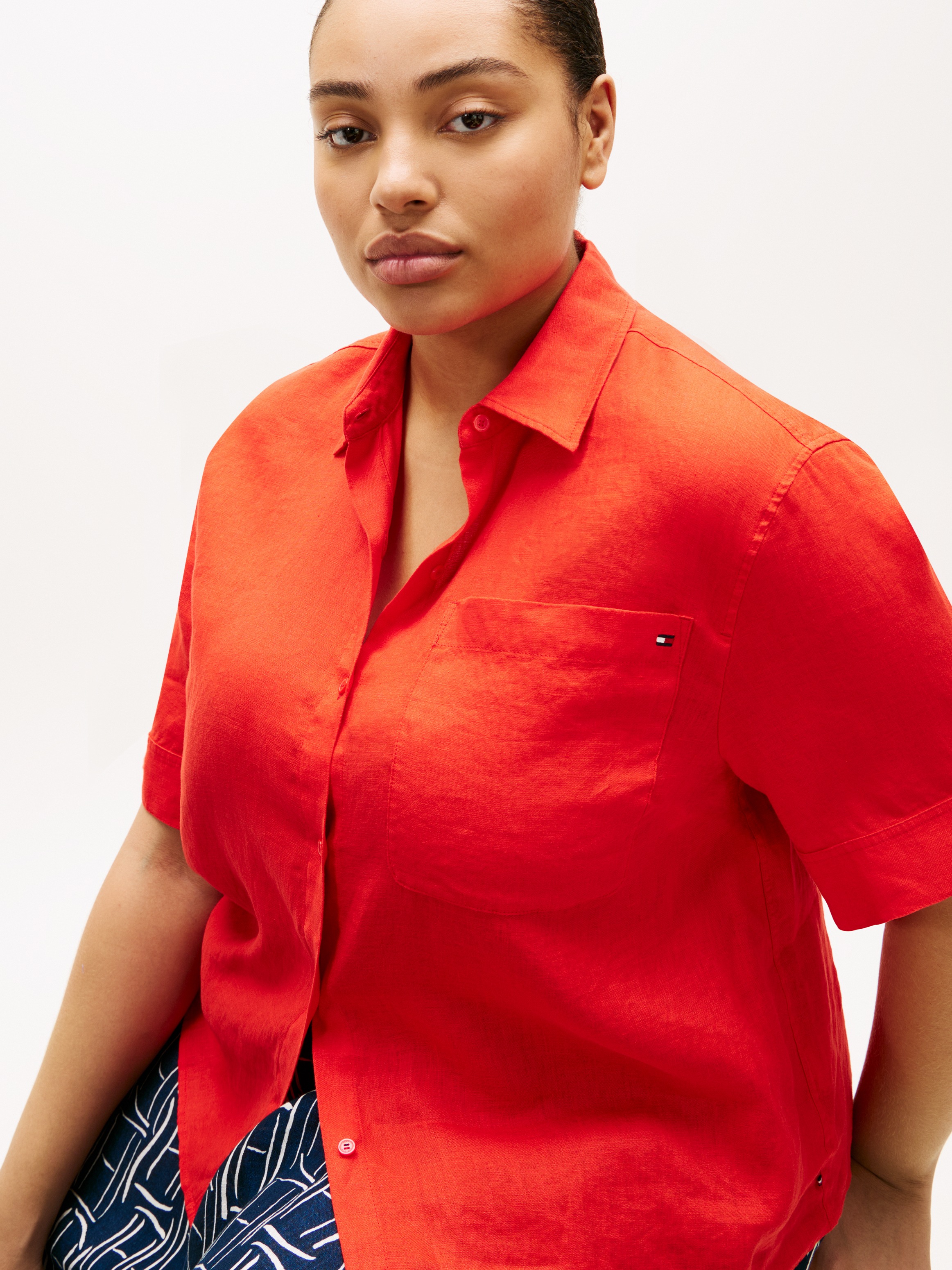 Tommy Hilfiger Curve Kurzarmshirt "CRV ESS LINEN SHIRT WITH SS" in großen G günstig online kaufen