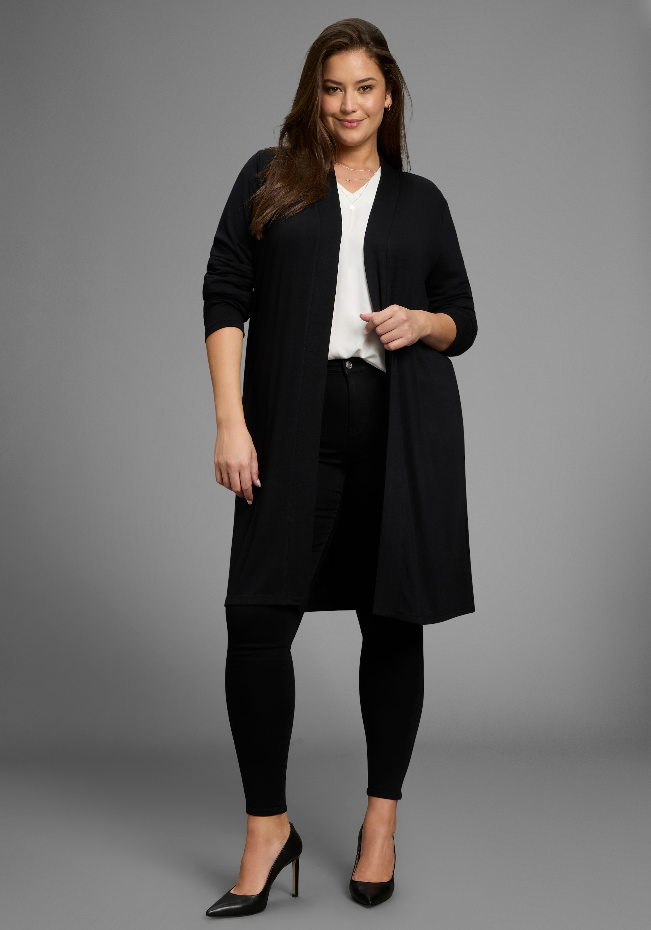 Laura Scott CURVE Longstrickjacke, aus weichem, angenehmem fließendem Jerseymaterial - GROSSE GRÖSSE