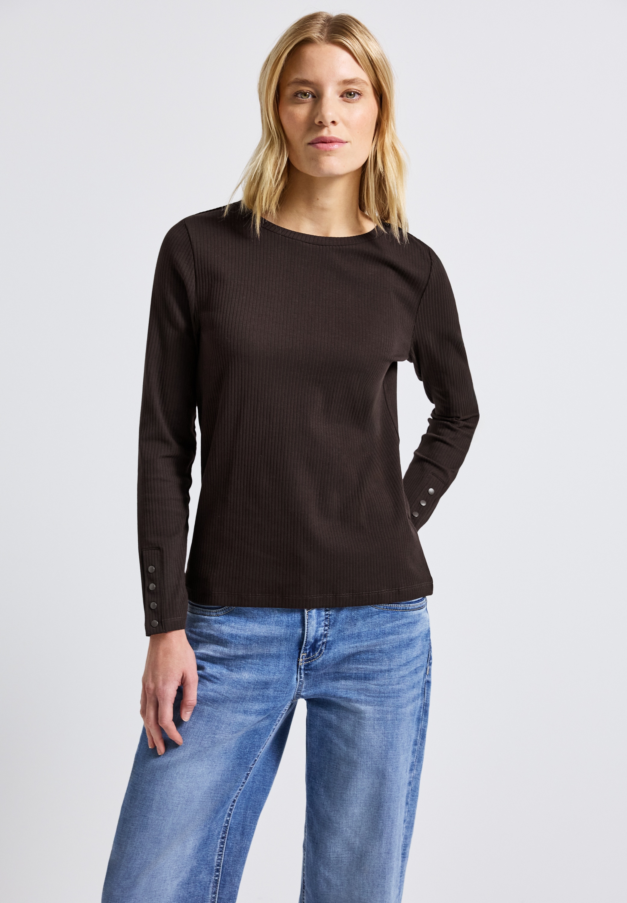 STREET ONE Langarmshirt, aus Baumwolle mit Stretchante günstig online kaufen