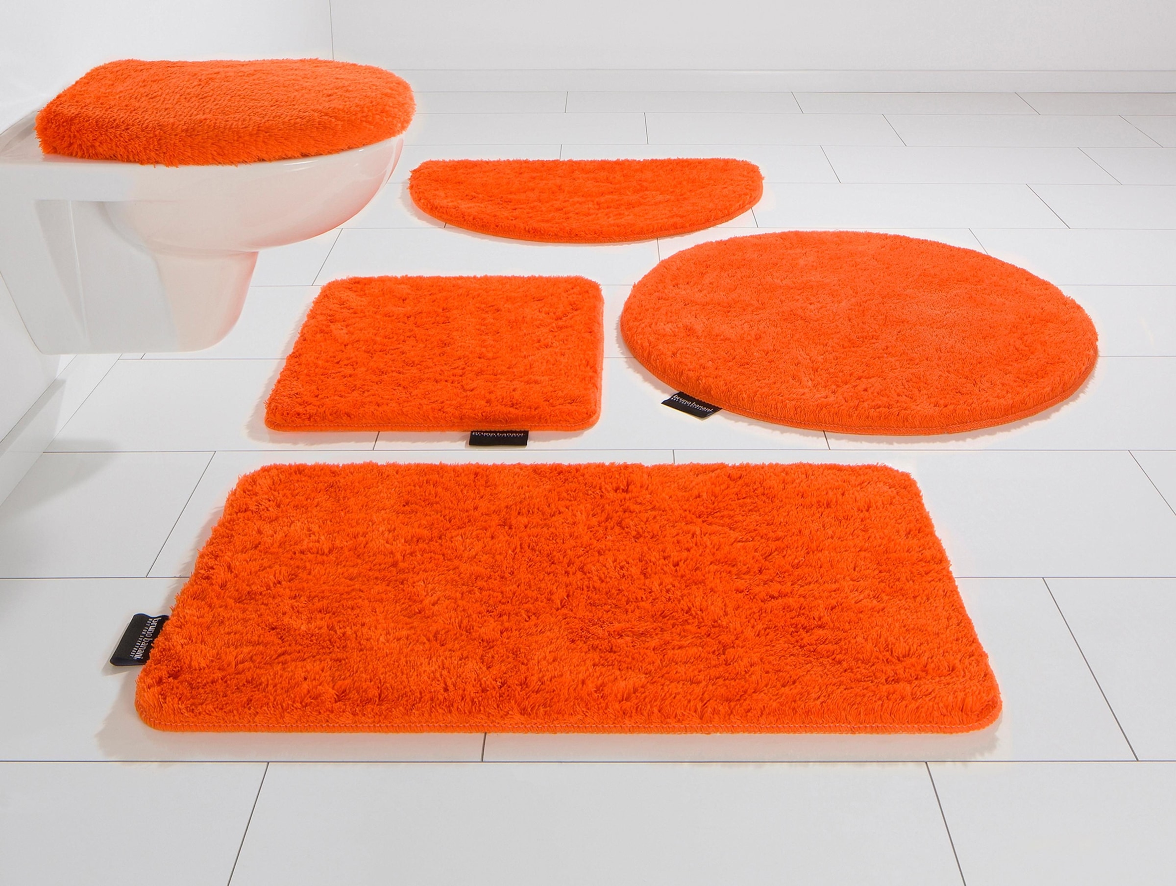 "Badematte BRUNO BANANI ""Lana, Standard & Premium Qualität, 25 mm oder 30 mm Höhe"" Gr. 1, orange, rechteckig (55cm x 50cm ), Polyacryl, Badematten