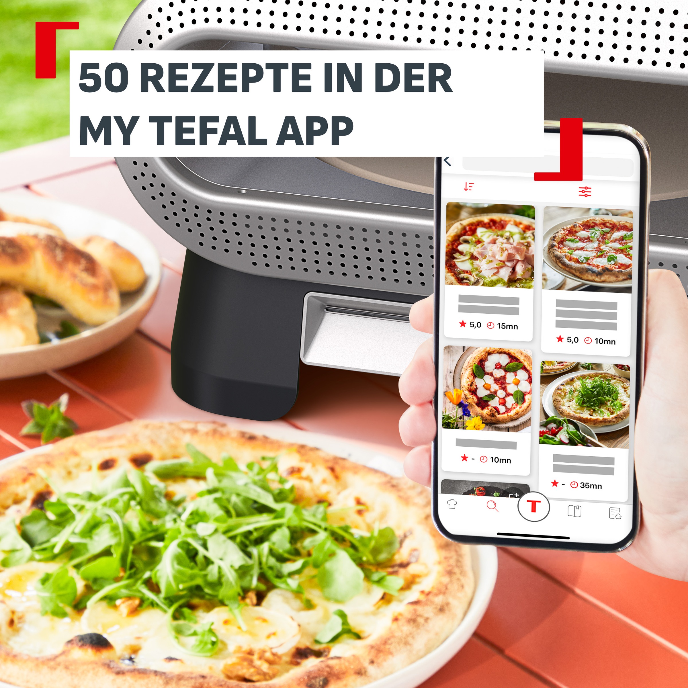 Tefal Pizzaofen »Pizza Pronto« 4 Temperaturstufen (250–400°C), automatischer Drehstein, Pizzaschieber