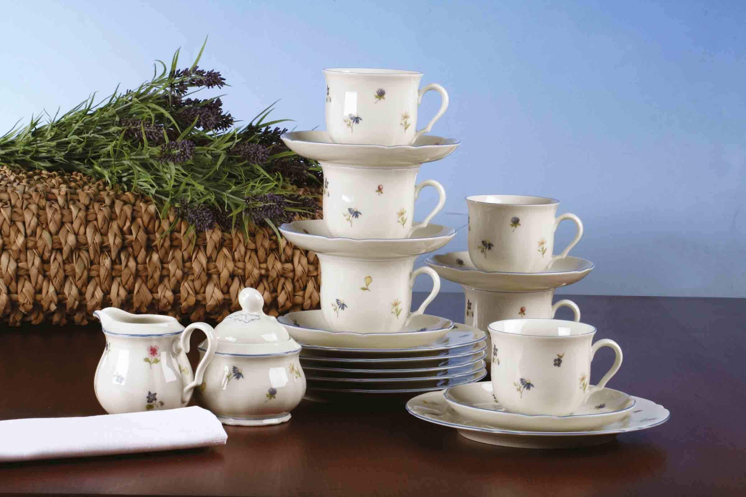 Seltmann Weiden Geschirr-Set »Kaffeegedeck Marieluise Streublumen 3er Set bunt« Spülmaschinengeeignet, Mikrowellengeeignet