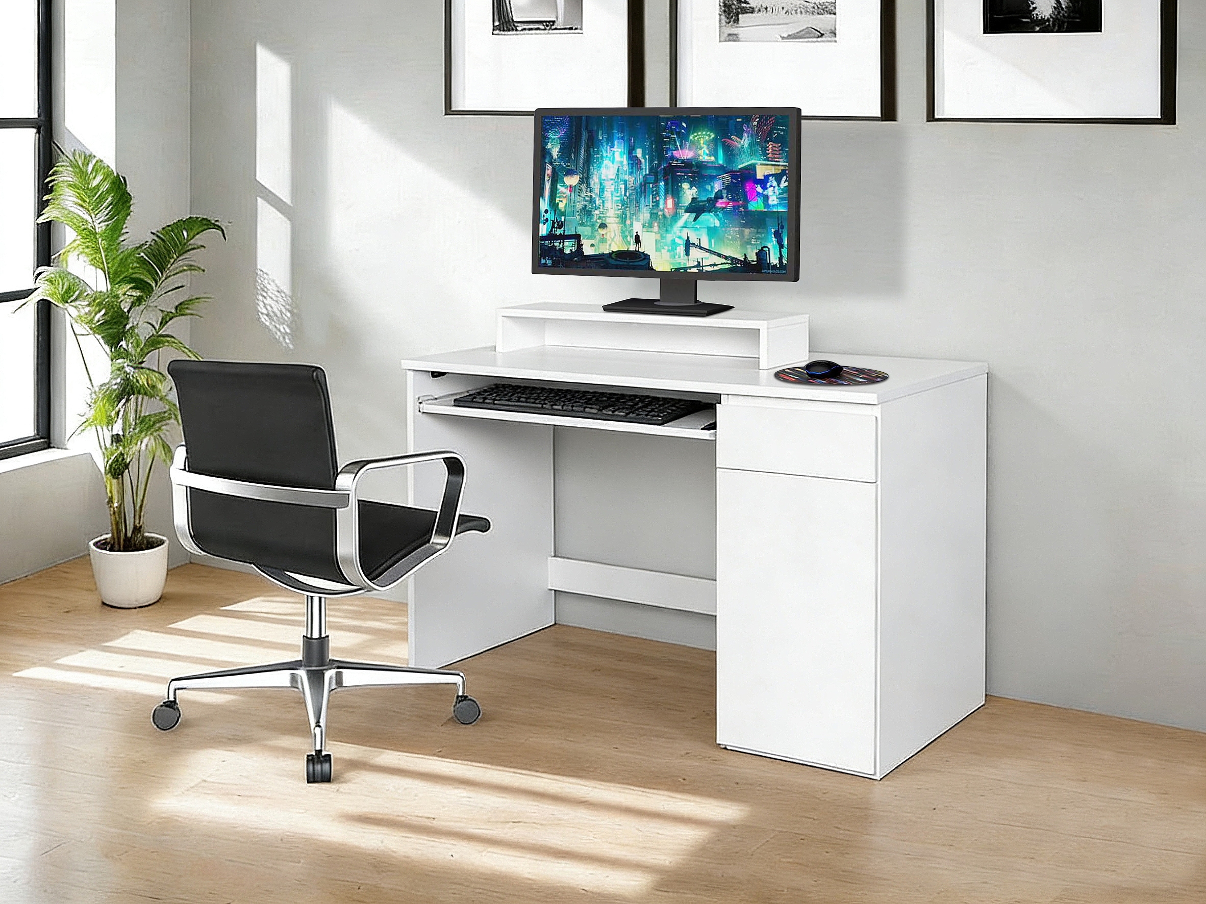 OTTO home Schreibtisch »Jarvie« mit Tastaturauszug, mit Monitoraufsatz, mit Schublade