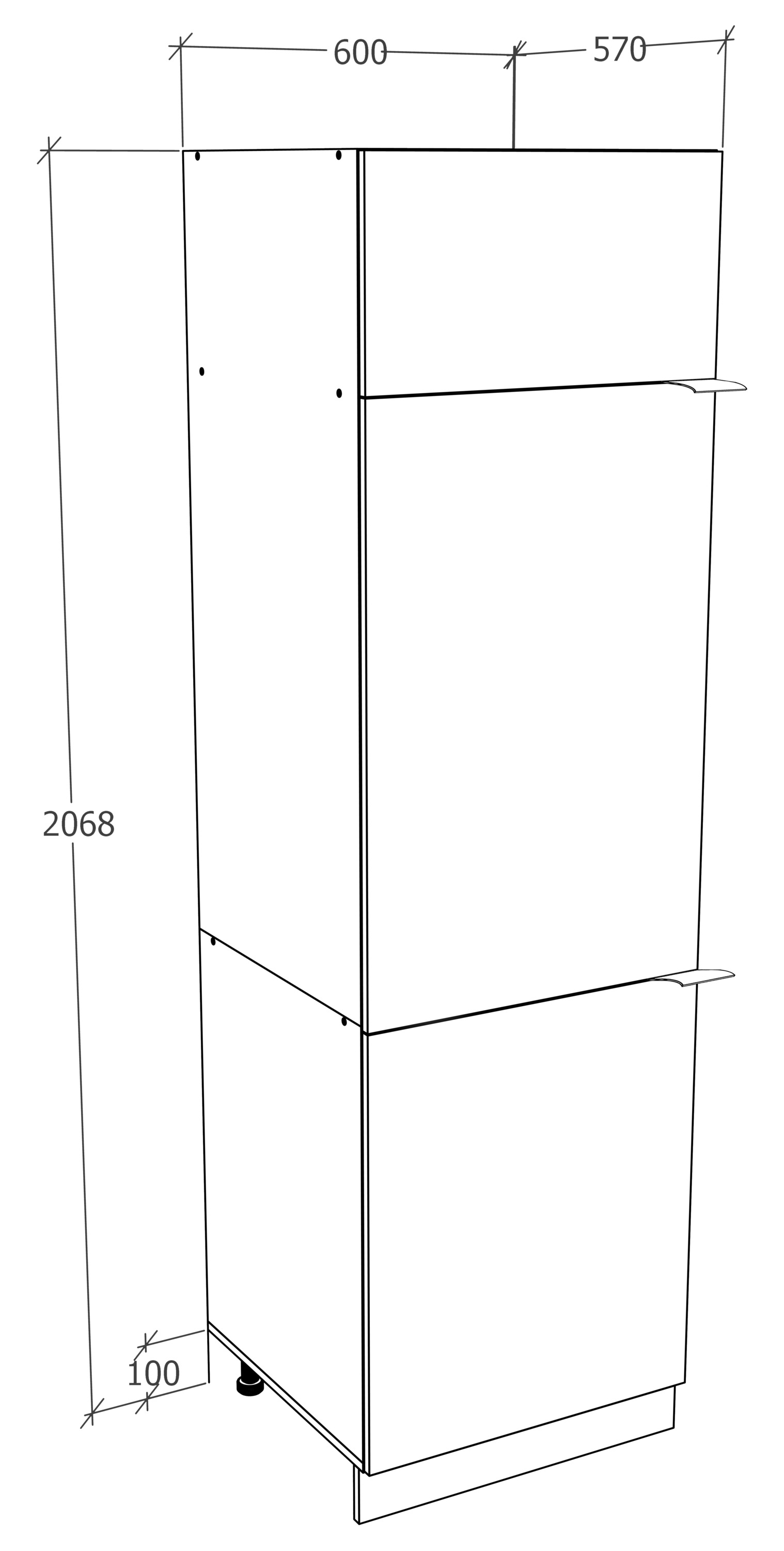 VCM Unterschrank »VCM Küchenschrank | Maße ca. H. 207 x B. 60 x T. 57 cm | Hochschrank | Küchenmöbel - Fasola«, (1 St.)