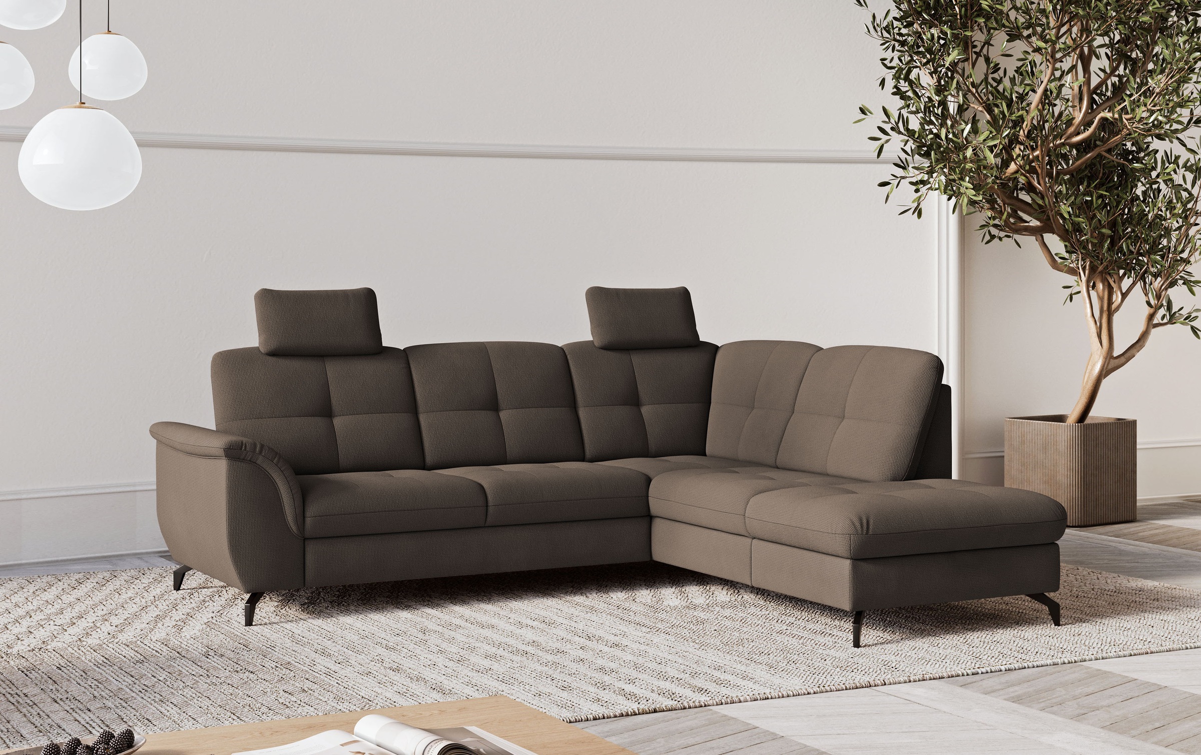 Ecksofa SIT & MORE "Zora", braun (espresso), B:244cm H:92cm T:212cm, 90% Polyester 10% Polyamid, Sofas, Ecksofa, wahlweise mit Bettfunktion und Bettkasten 7