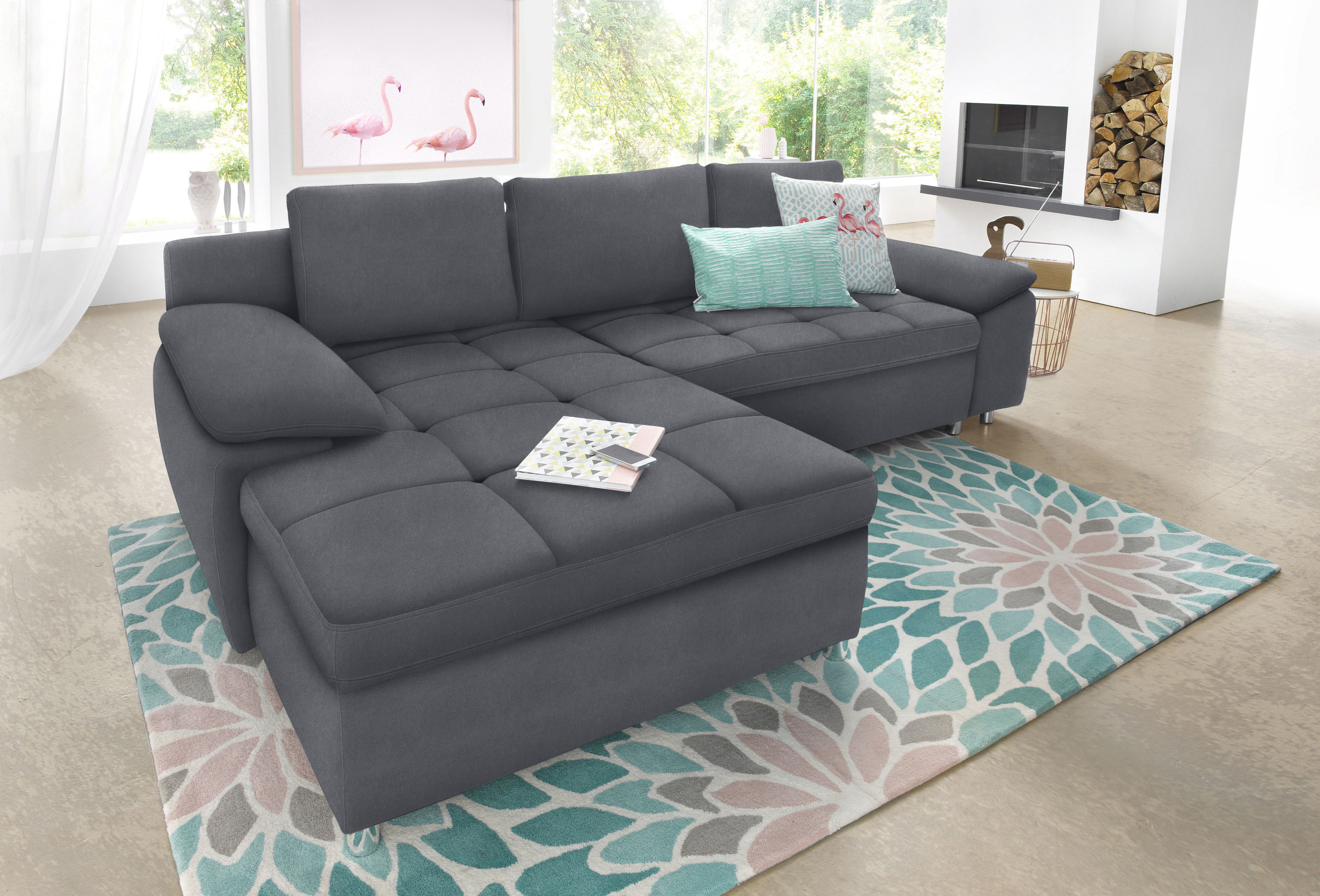 OTTO home Ecksofa "Labene, L-Form, B: 270/290 cm, Bettfunktion & Bettkasten wählbar" wahlweise mit Schlaffunktion und Bettkasten, auch als XXL-Variante