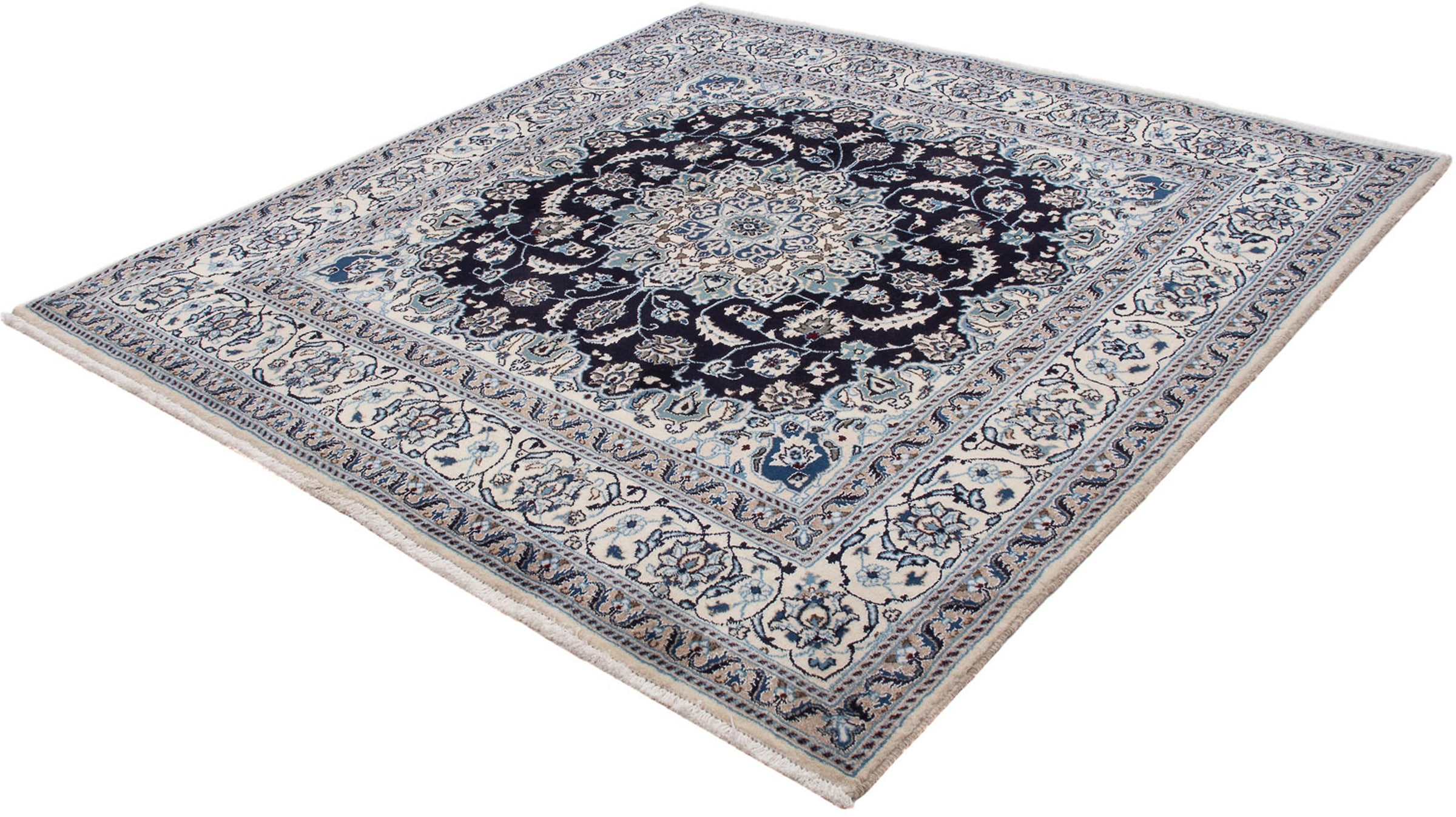 morgenland Orientteppich "Perser - Nain quadratisch - 200 x 194 cm - dunkelblau", quadratisch, 10 mm Höhe, Wohnzimmer, H