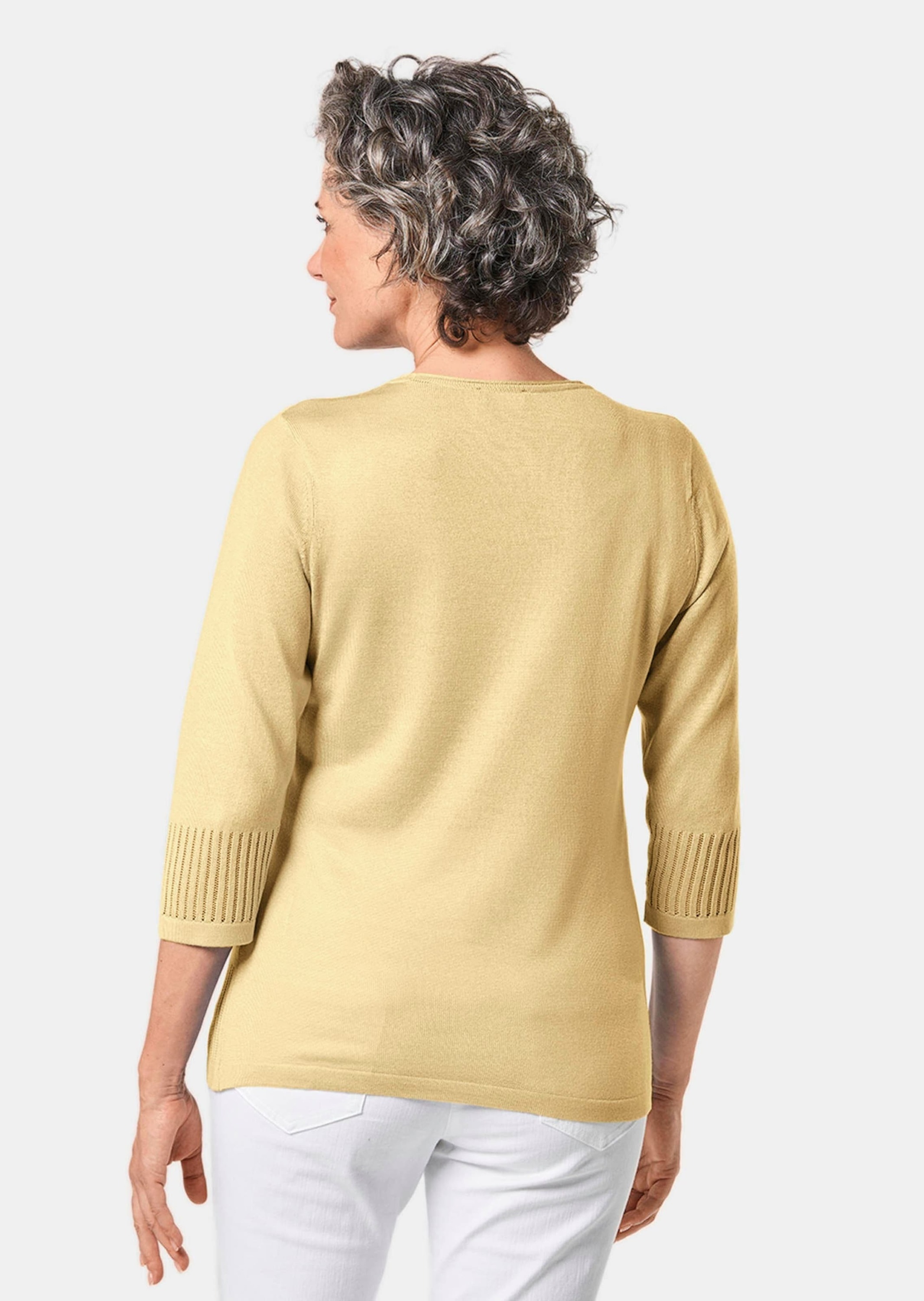 GOLDNER 3/4 Arm-Pullover »Gepflegter Ajour-Pullover mit femininen Durchbrüchen«