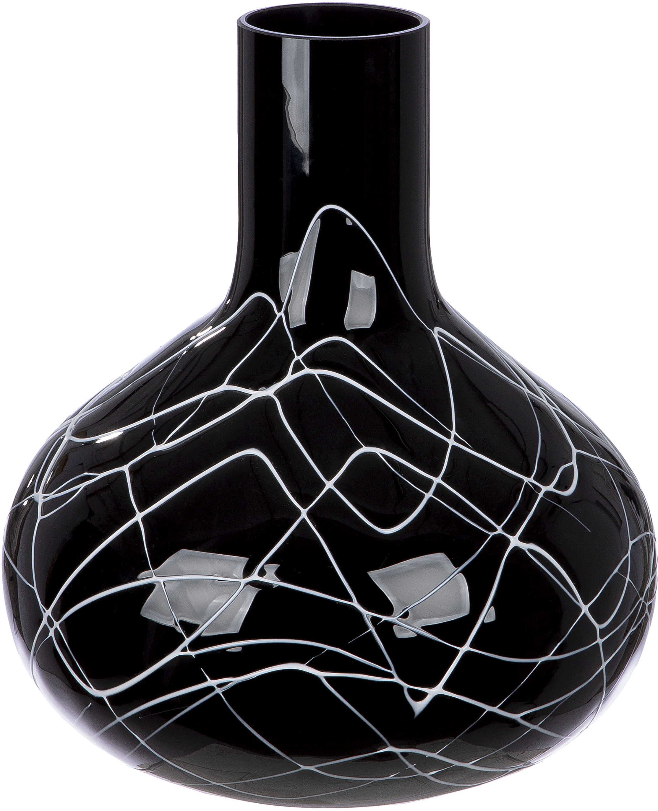 GILDE Tischvase "Vase Uderzo mit Spinnenwebendekor, Höhe ca. 28 cm" Europäische Handarbeit, aus durchgefärbtem Glas