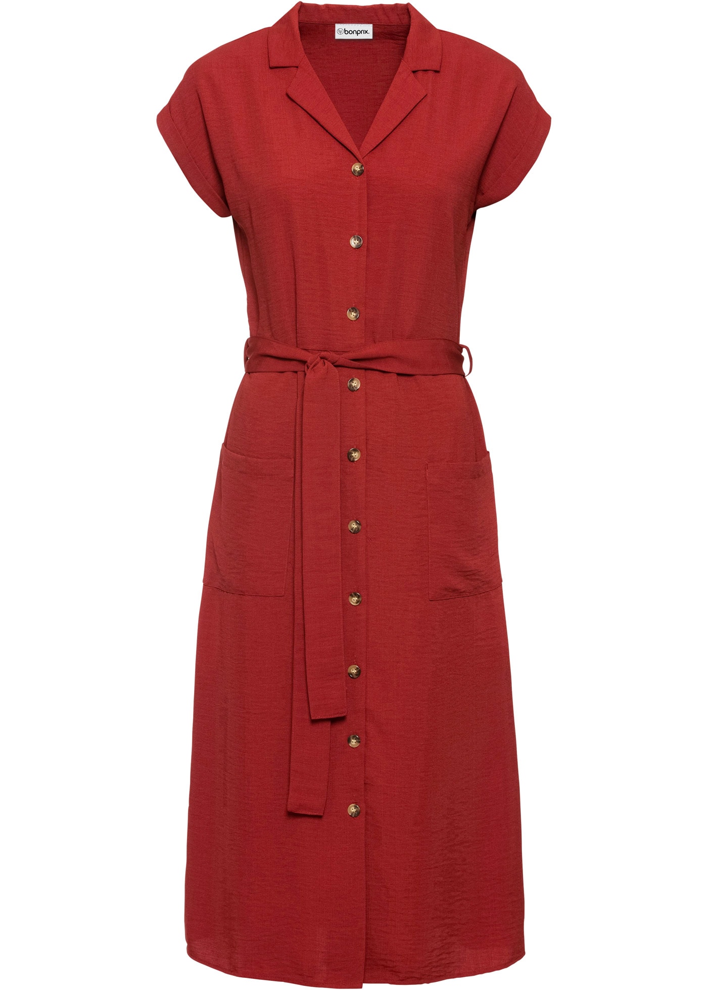 bonprix Blusenkleid eleganter Stil, mit kurzem Arm, mit Reverskragen