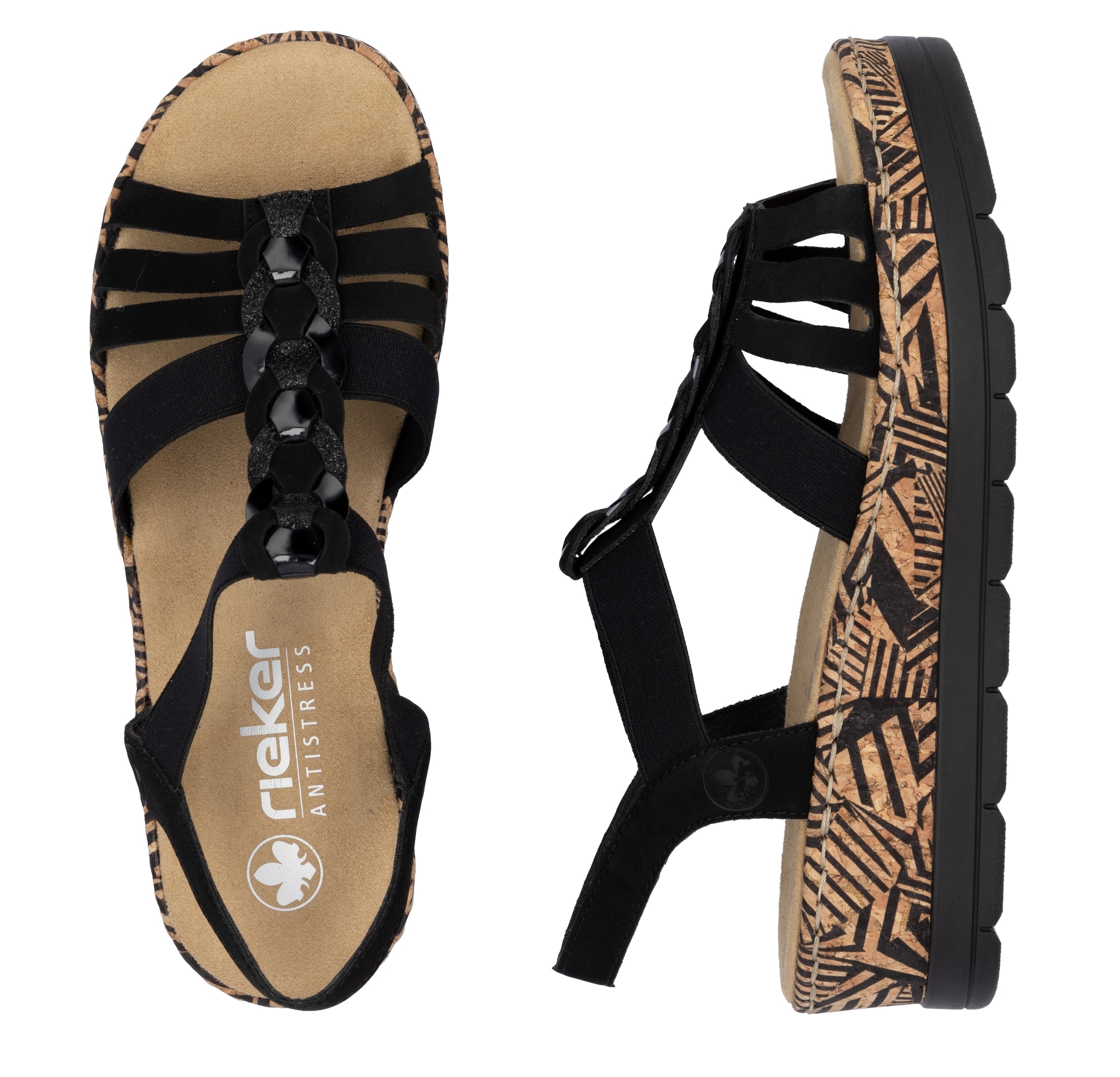 Rieker Plateausandaletten, Sommerschuh, Urlaubschuh, Sandalette mit dekorativem Schmuckelement