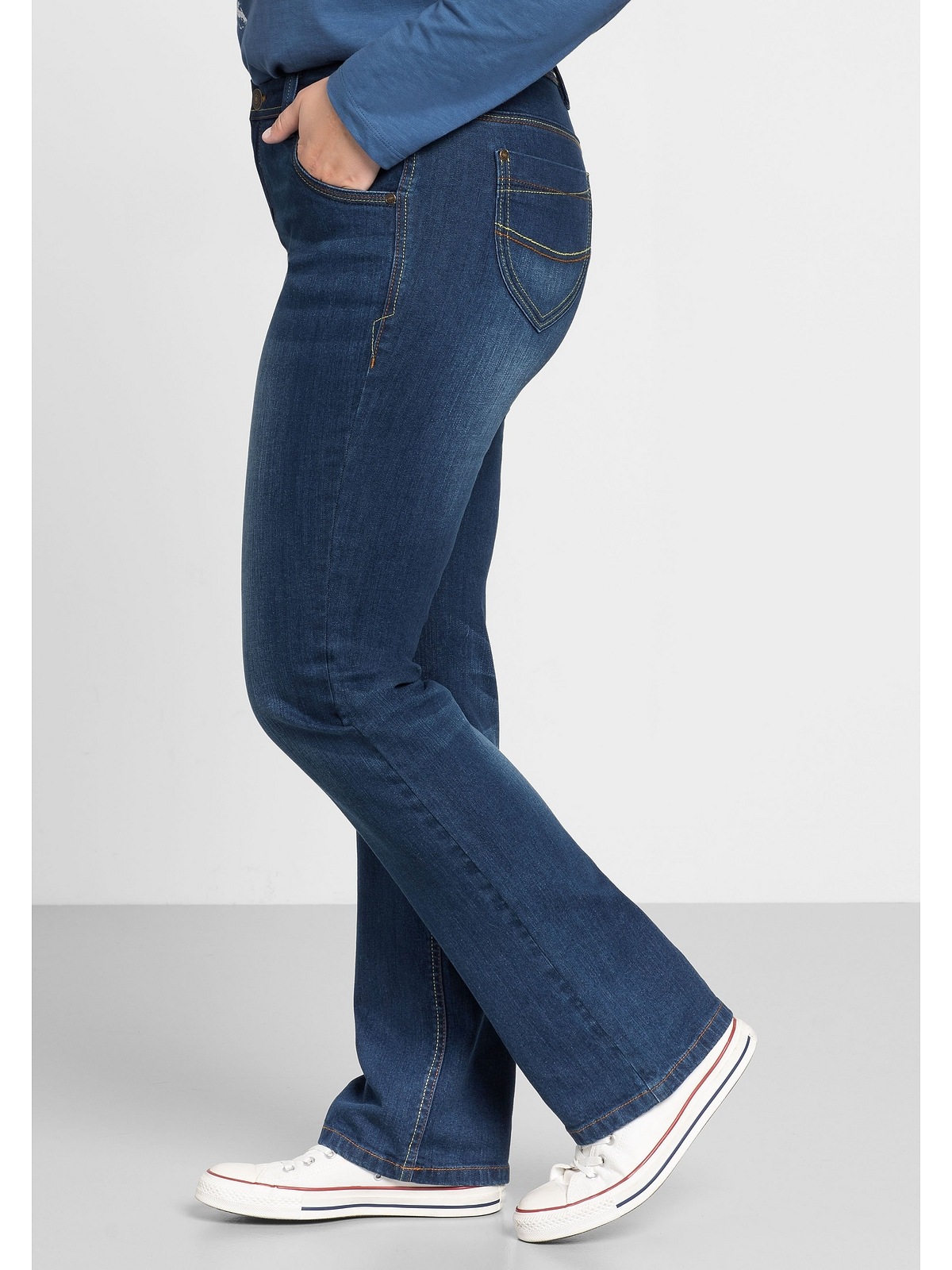 Sheego Stretch-Jeans »Große Größen«, mit gerader Beinform, individuelle Used-Effekte