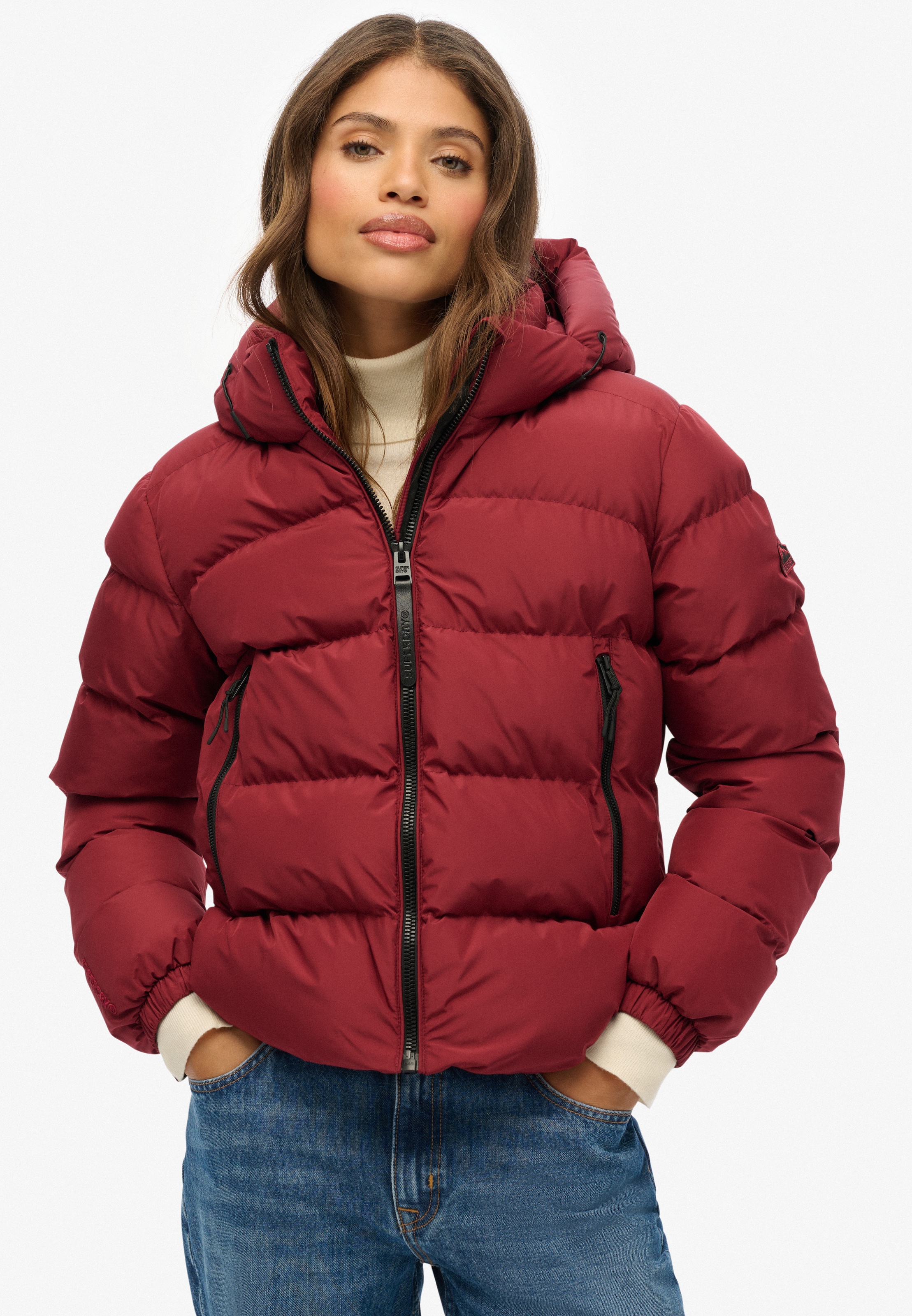 Superdry Steppjacke "HOODED SPORTS PUFFER JACKET" mit Kapuze Kunstfaser, re günstig online kaufen