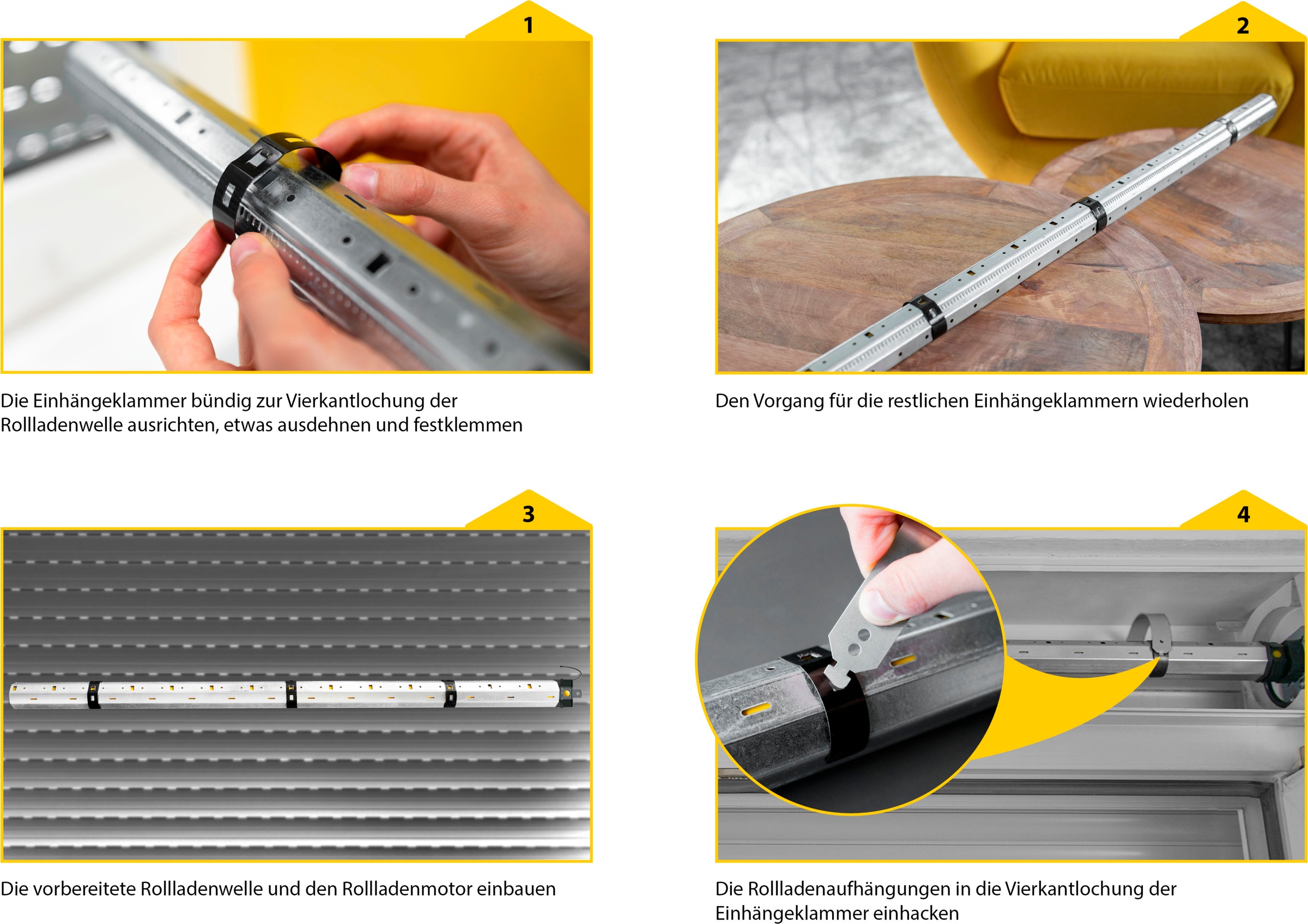 SCHELLENBERG Rollladenaufhängung »3 Stk. Einhängeklammern Mini für Ø 40 mm Stahlrohrwellen«, schützt den Rollladenmotor vor Beschädigungen