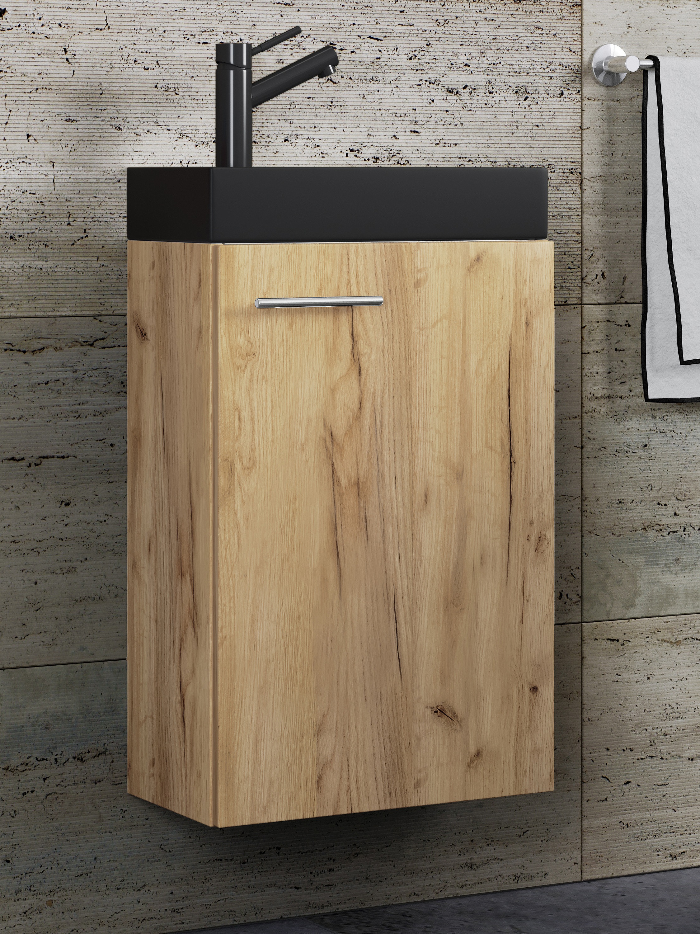 VCM Waschtisch "2-tlg Waschtisch Slito Toilette schmal Schwarz" 2 Stk. tlg.