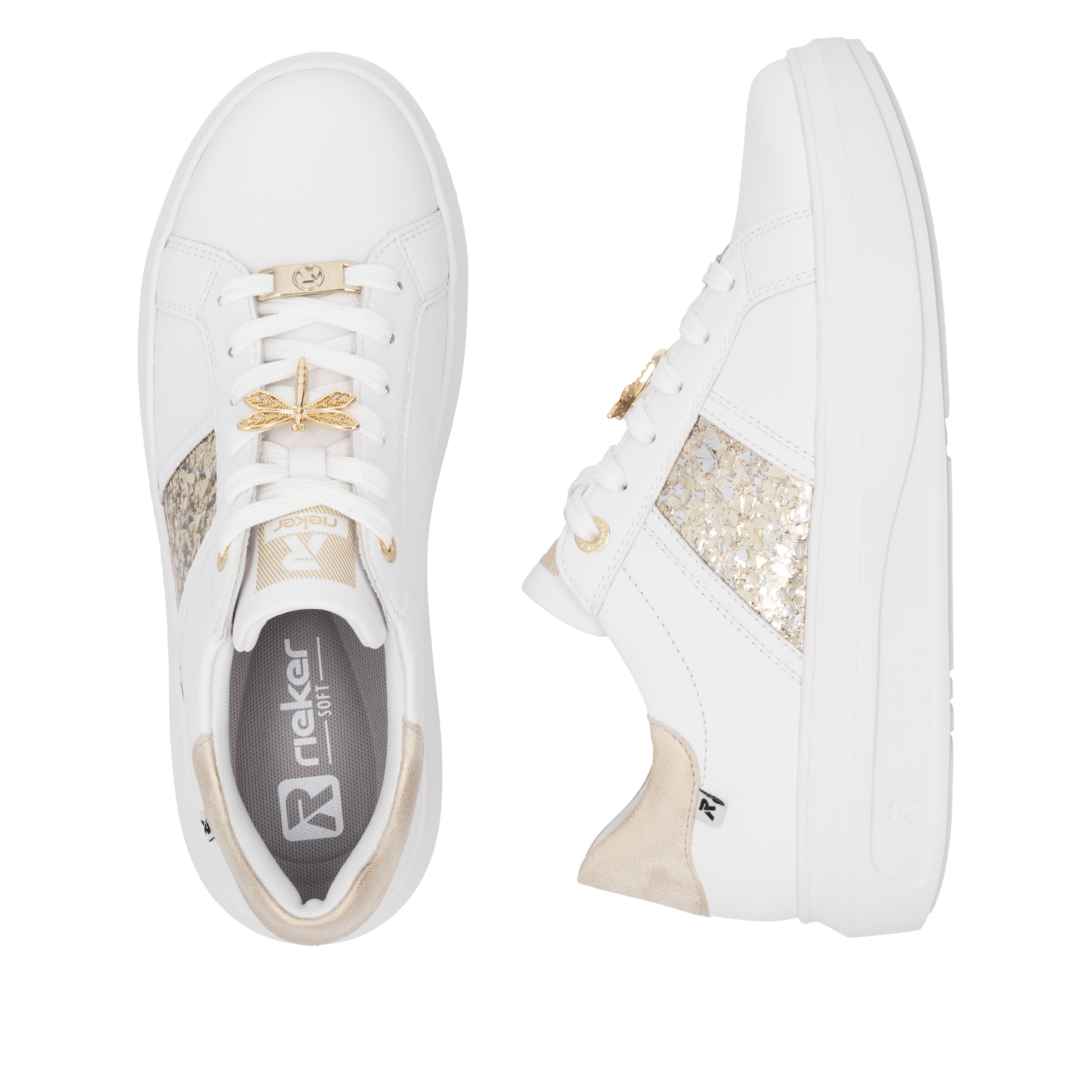 RIEKER Sport Plateausneaker, mit stylischen Metallic-Details, Freizeitschuh, Halbschuh, Schnürschuh