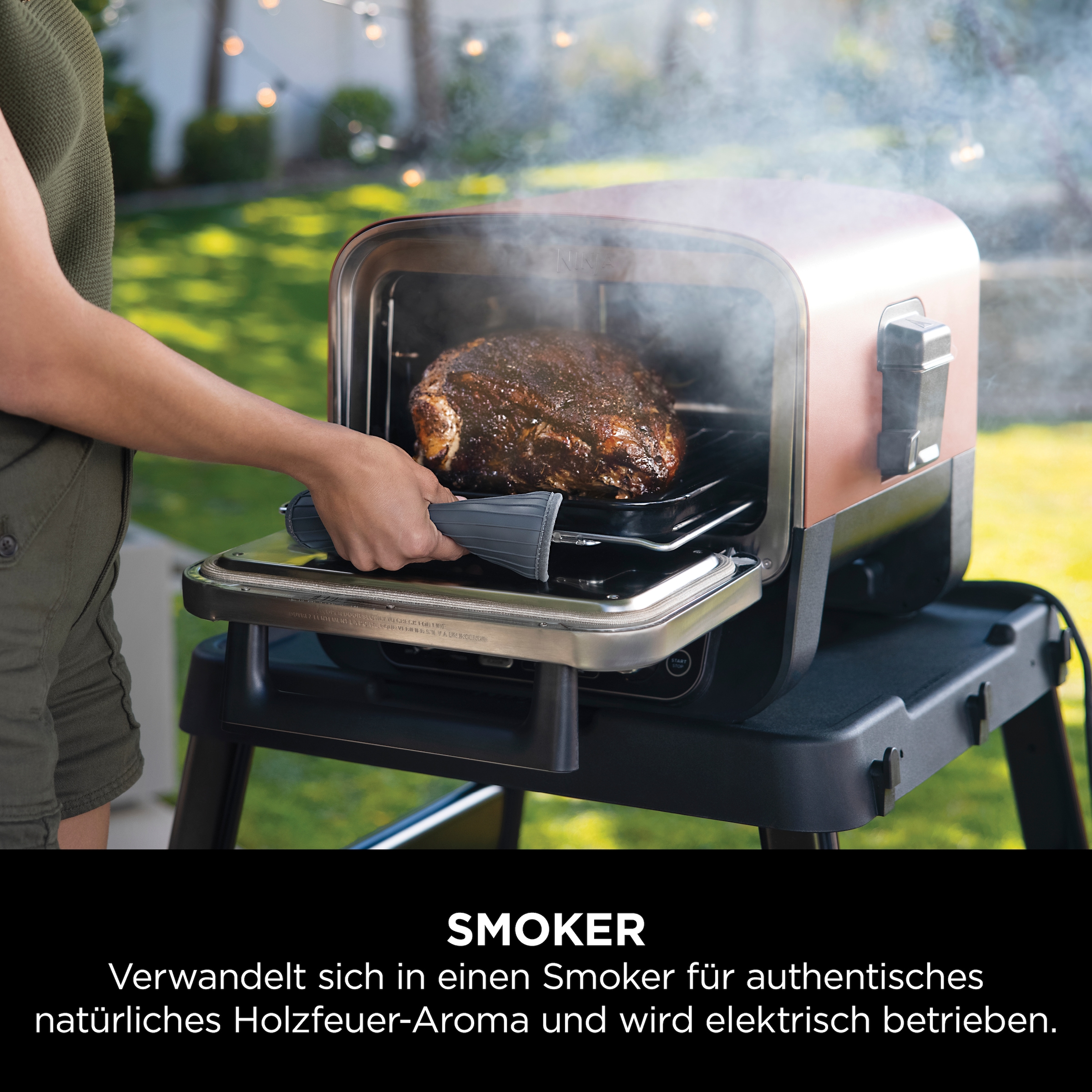 NINJA Multiofen »OO101EU, Elektrischer Outdoor Pizzaofen und Smoker, 8-in-1: Pizza«, Schmoren, Max Roast, Grillen, Backen/Rösten, Smoken, Dörren&Warmhalten