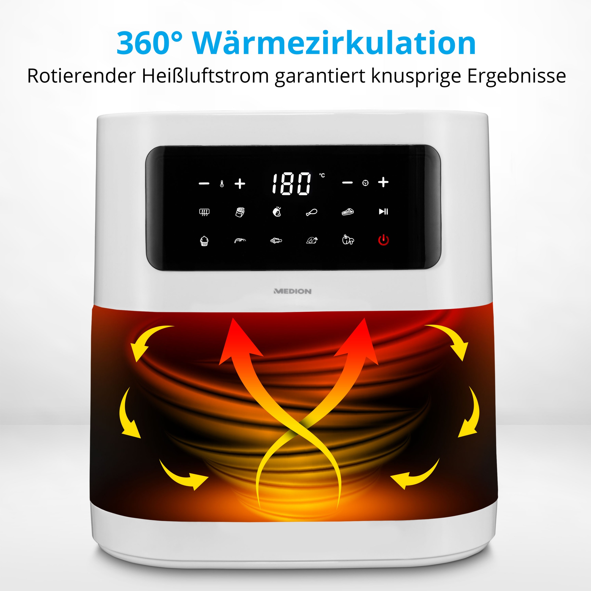 Medion® Heißluftfritteuse »MD 11740 E40 XL«, 2000 W, digitales Bedienfeld, 9 Automatikprogramme