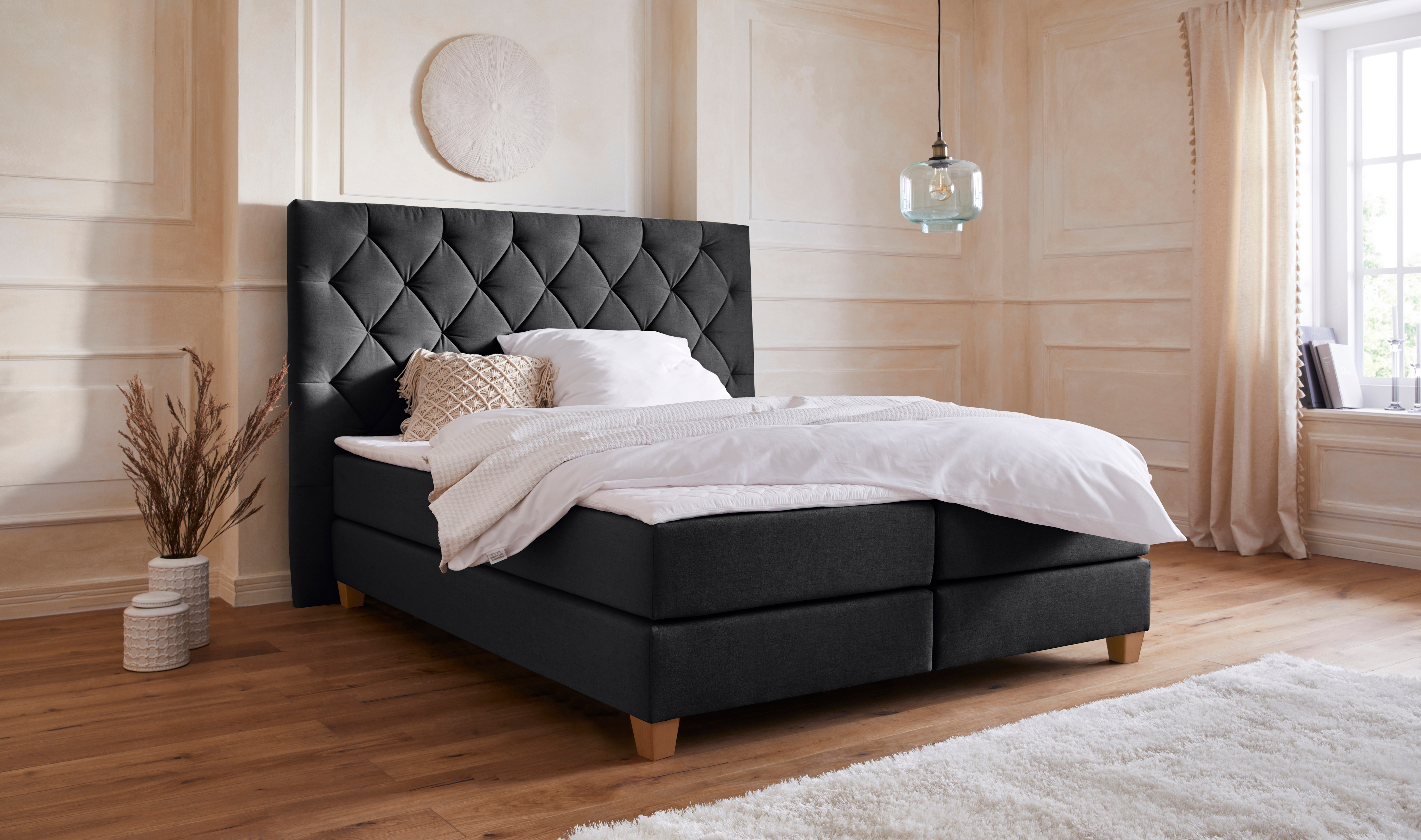 Home affaire Boxspringbett "Harmones hoch" in 3 Breiten, Härtegrad auch im Mix mit je 1 Matratze in H2 und H3