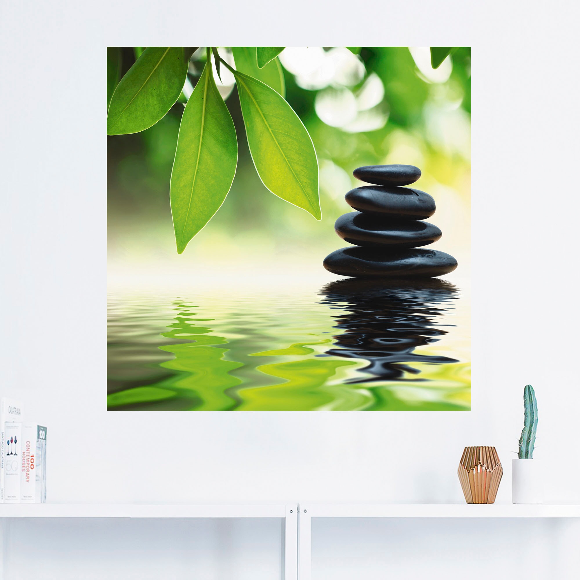 Artland Wandbild Größen St.), Leinwandbild, kaufen Wasseroberfläche«, auf »Zen versch. in oder Steinpyramide BAUR Zen, (1 | Wandaufkleber als Alubild, Poster