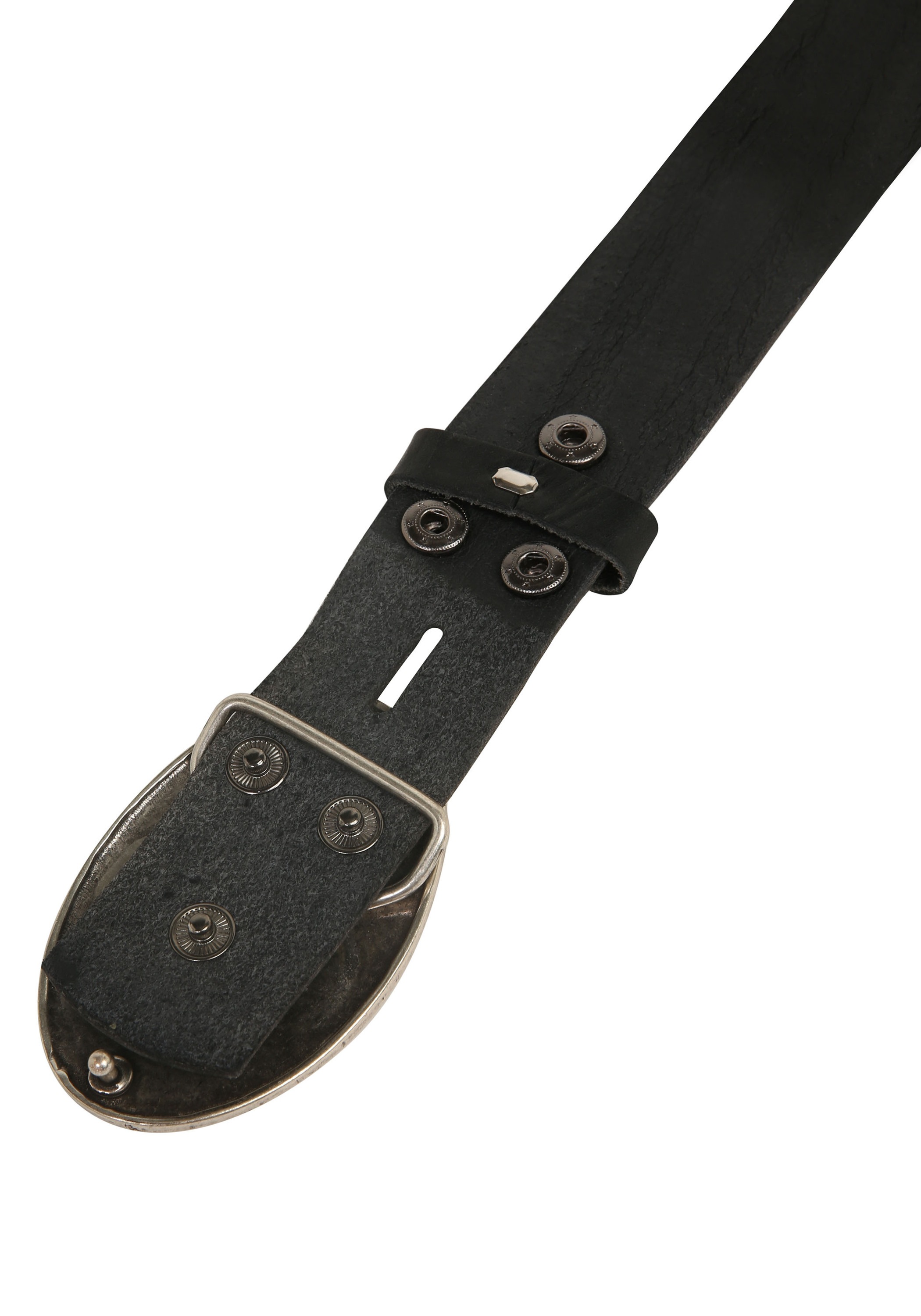 Thumbnail - Rettungsring Gürtel Ledergürtel ""Masterlux Schwarz", mit austauschbarer Schließe "Mantra Silber""