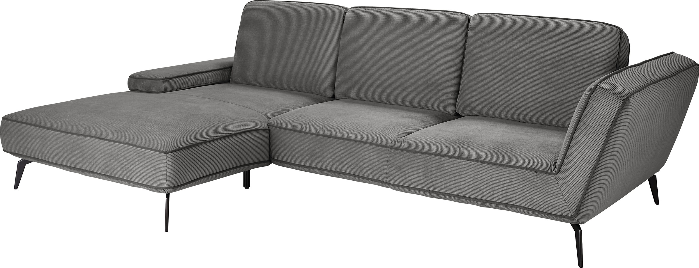 set one by Musterring Ecksofa »SO 4500, Füße schwarz matt, inkl Schwenkrückenfunktion, Cord, L-Form«, wahlweise mit Kopfstütze/Armteilverstellung/Rückenneigung