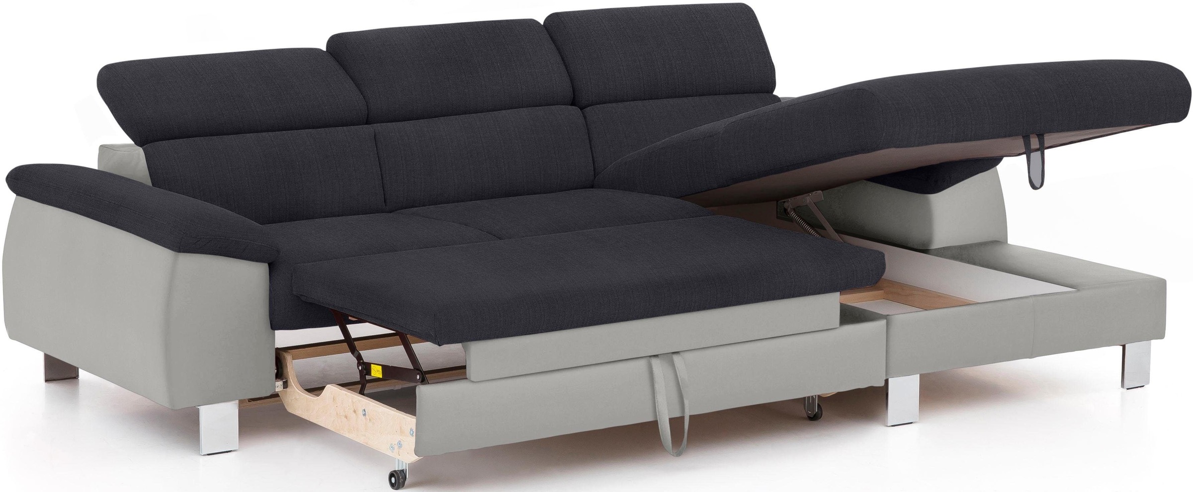 Thumbnail - COTTA Polstergarnitur "Komaris L-Form", (Set), Set bestehend aus: Ecksofa mit Kopfteilverstellung & Hocker