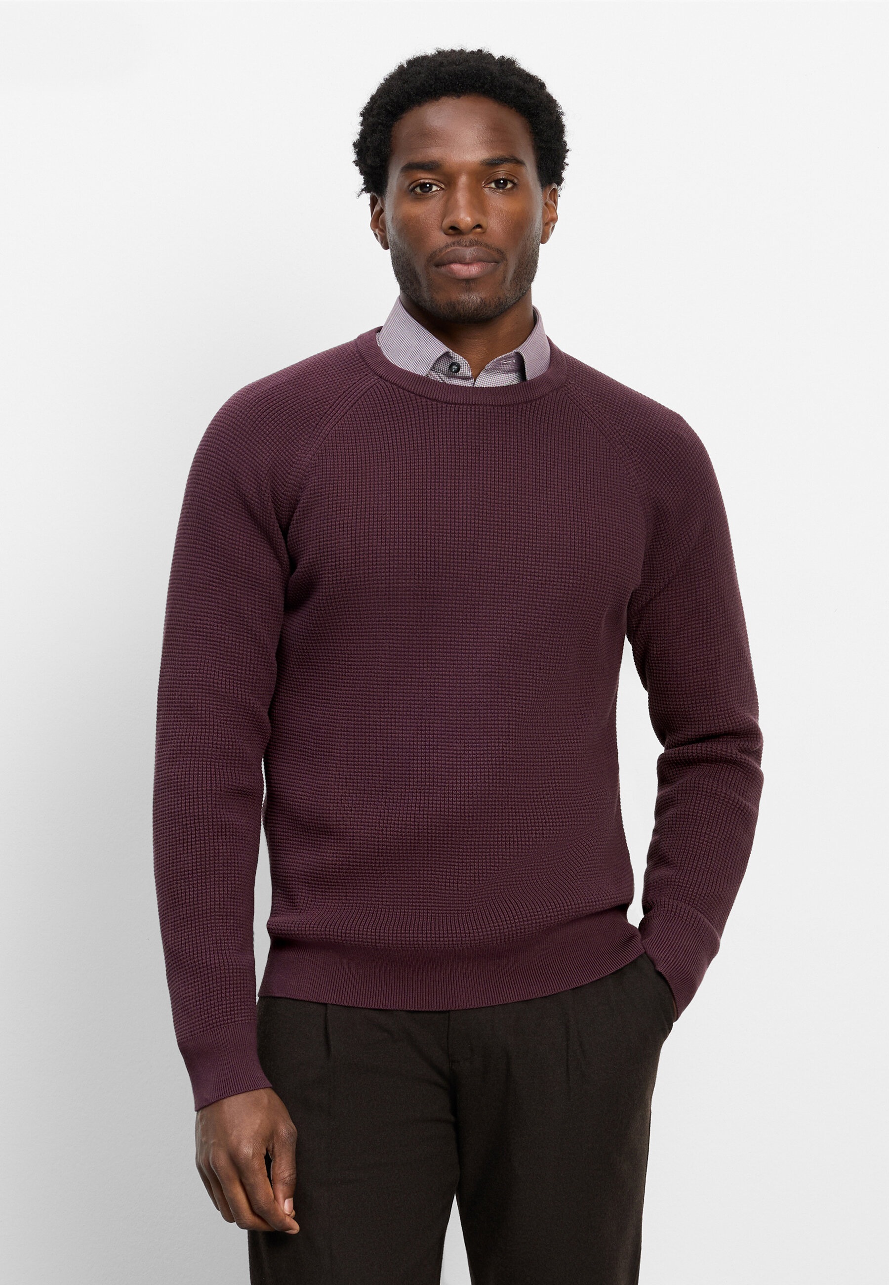 OLYMP Strickpullover "OLYMP Level Five Strick, Pullover Rundhals"