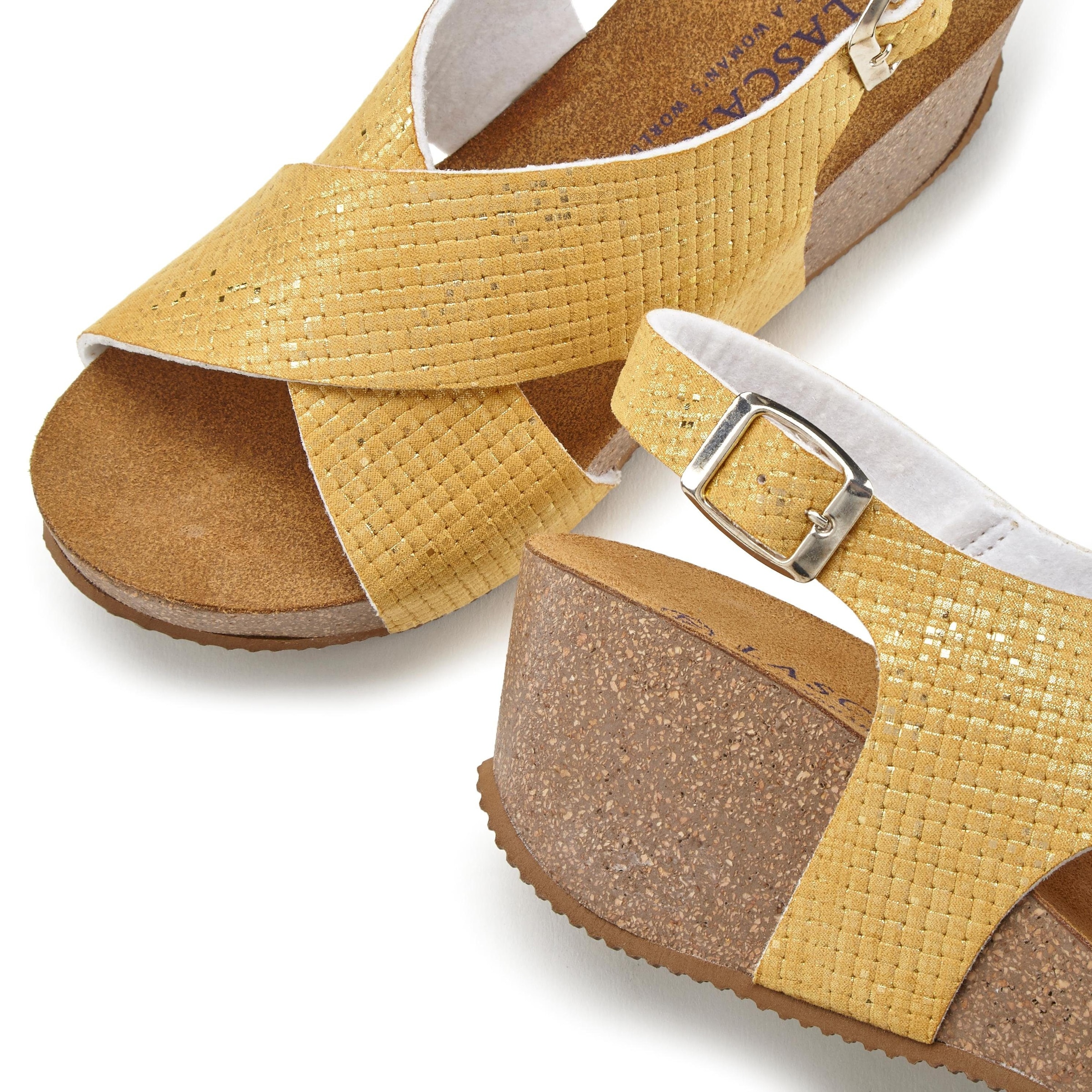 LASCANA Sandalette »Sommerschuh«, Sommerschuh mit Keilabsatz und Korkfußbett
