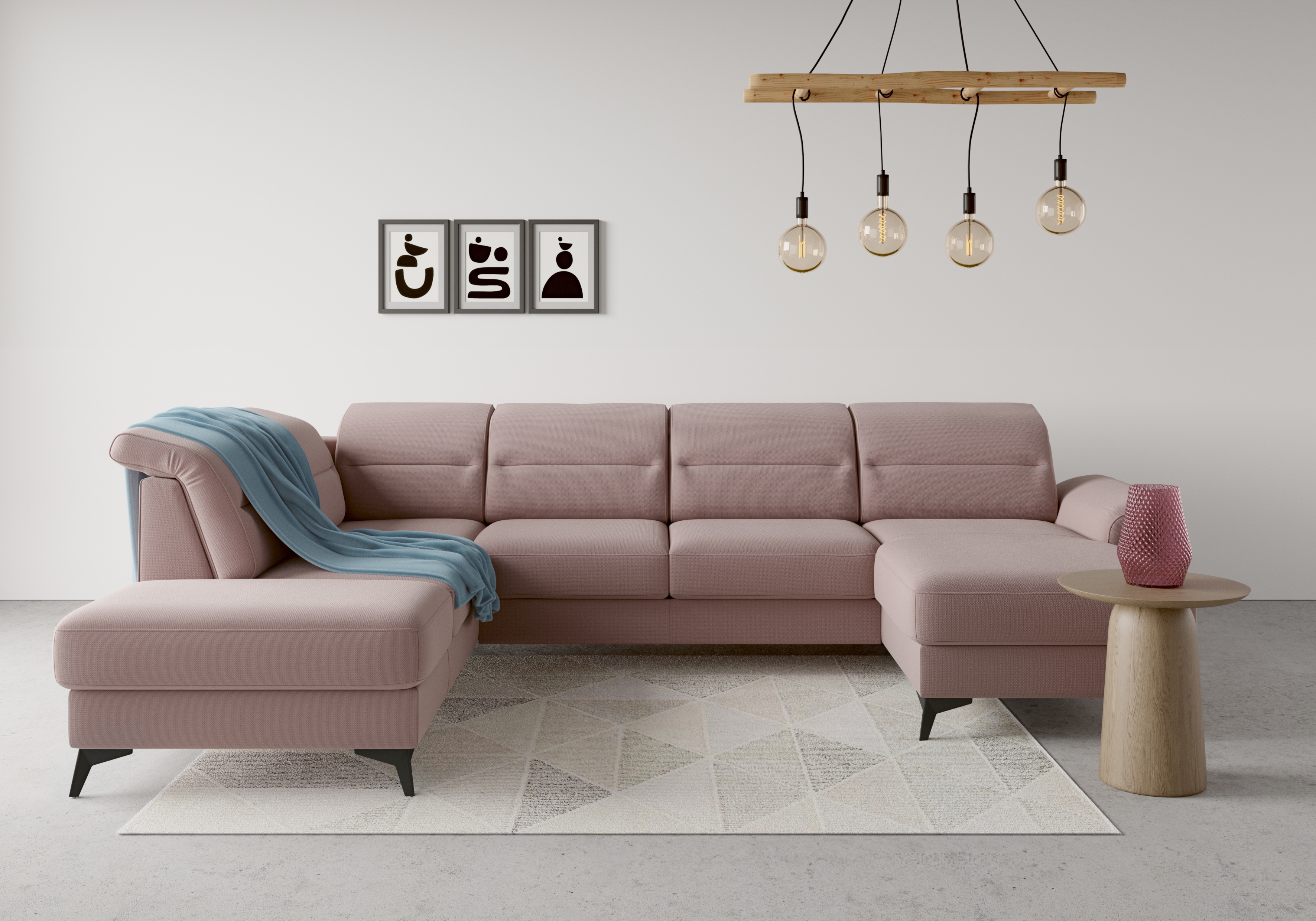 sit&more Wohnlandschaft "Sinatra U-Form" optional mit Kopfteilverstellung und Armteilfunktion, Metallfüße