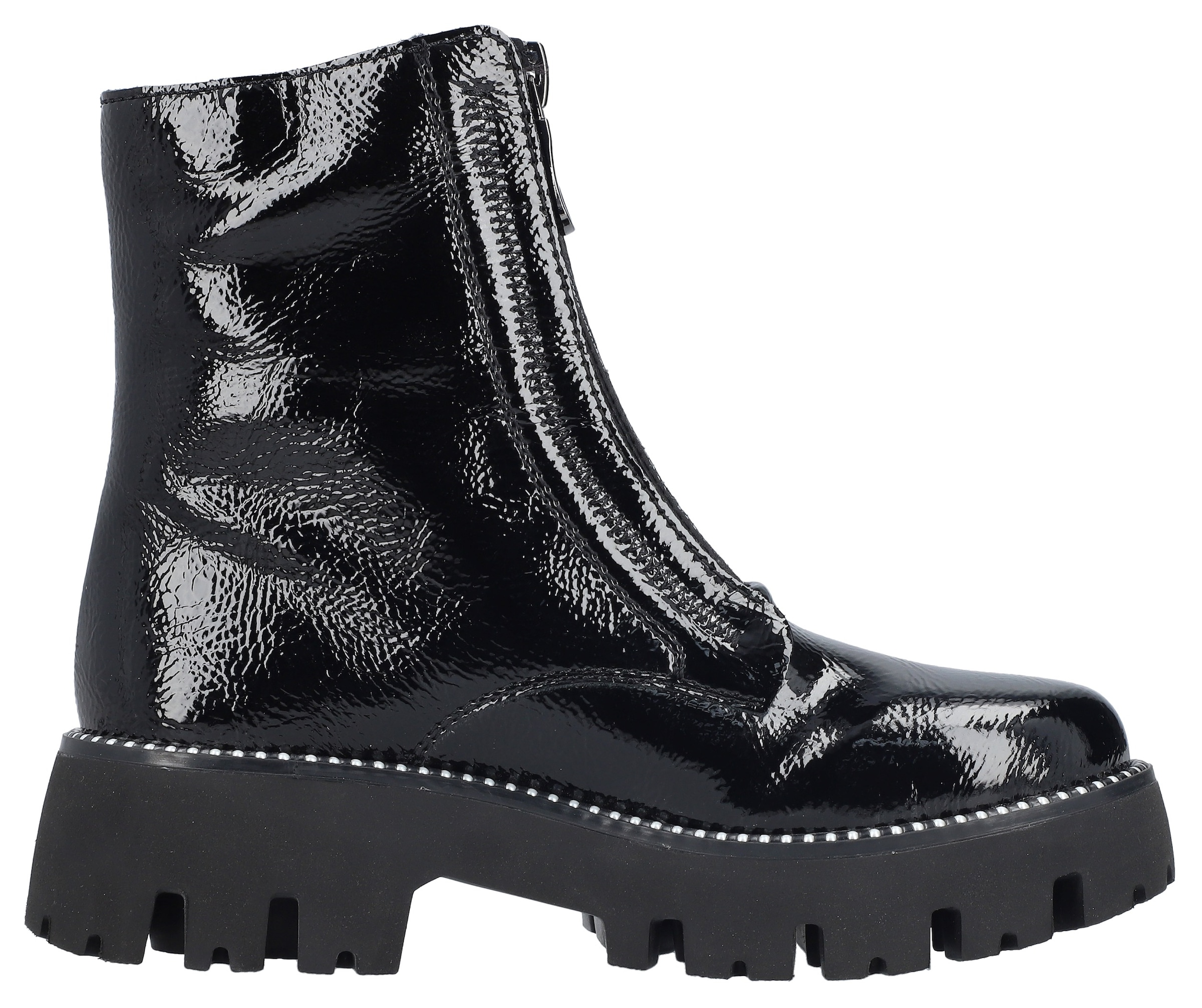 Rieker Winterstiefelette, Boots, Front Reißverschluss, Profilsohle, Nieten besetzter Rahmen