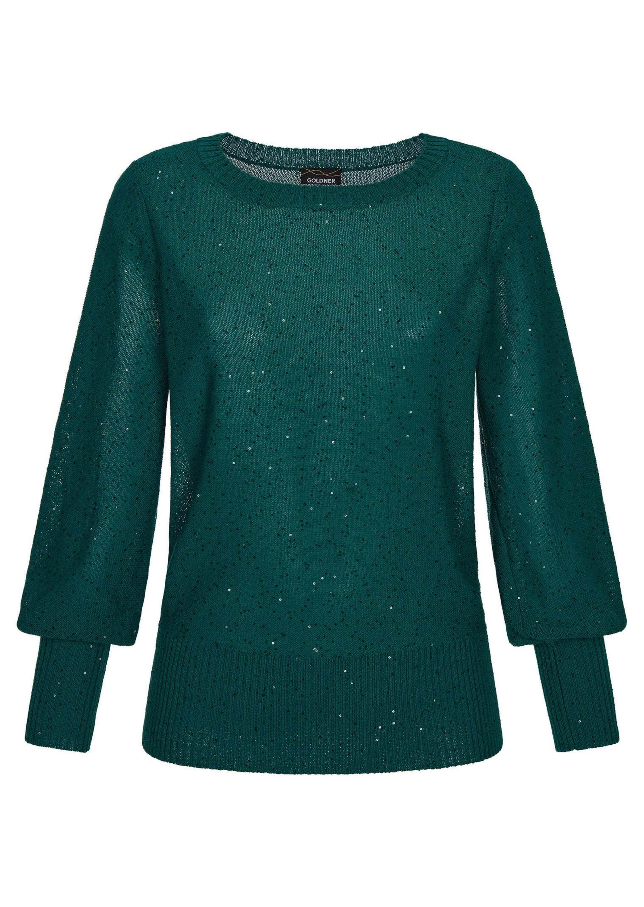 GOLDNER Rundhalspullover "Eleganter glitzernder U-Boot-Pullover" Pailletten günstig online kaufen