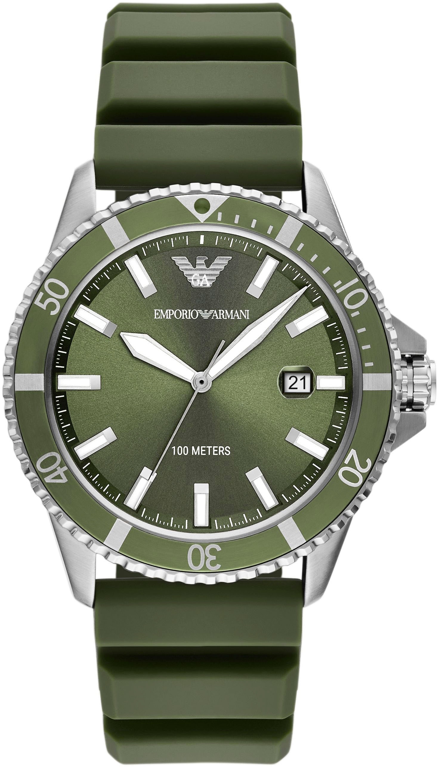 Emporio Armani Quarzuhr, Armbanduhr, Herrenuhr, Damenuhr, Silikonarmband, analog, Tag
