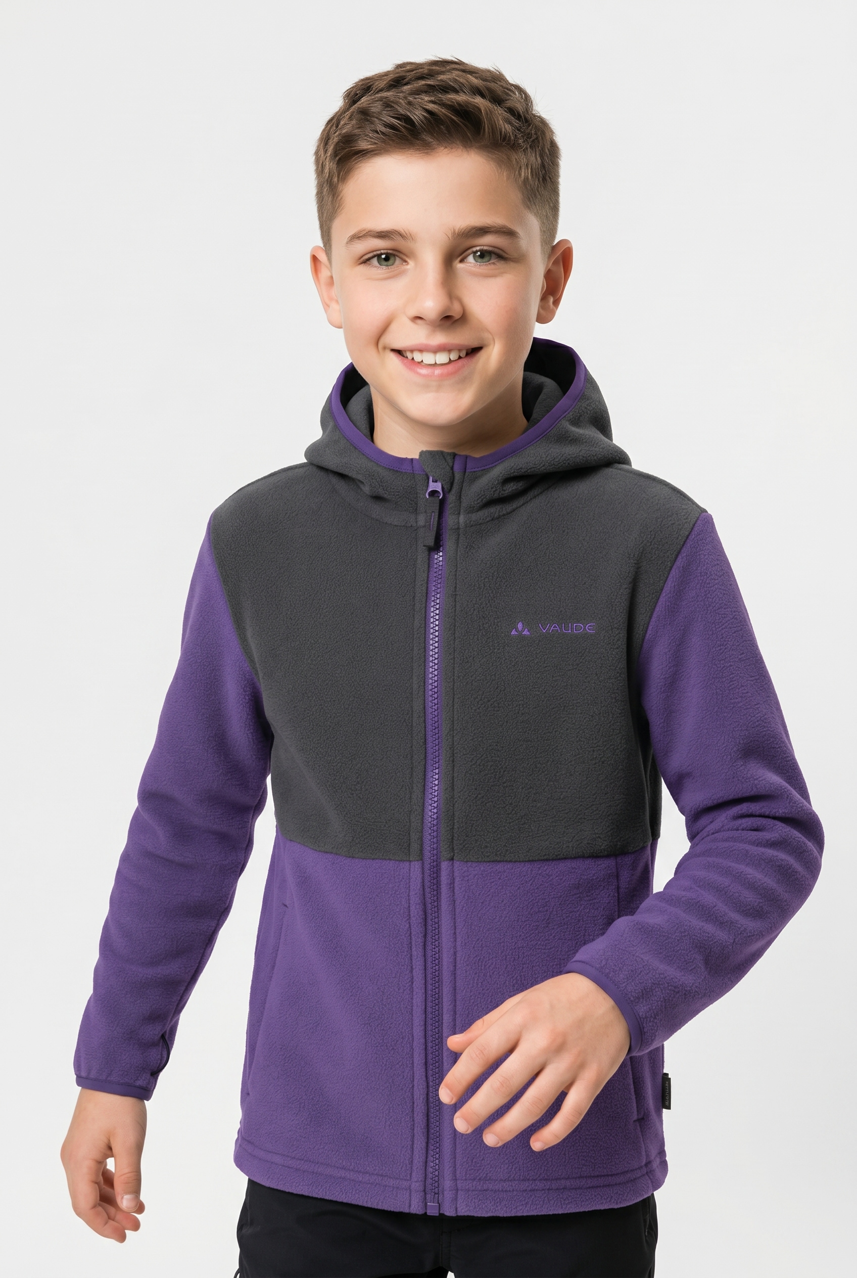 VAUDE Jungen Kapuzenfleecejacke "Kids Pulex Hooded Jacket II", lila, Gr. 158, Fleece, Obermaterial: 100% Polyester, Jacken, mit Kapuze,