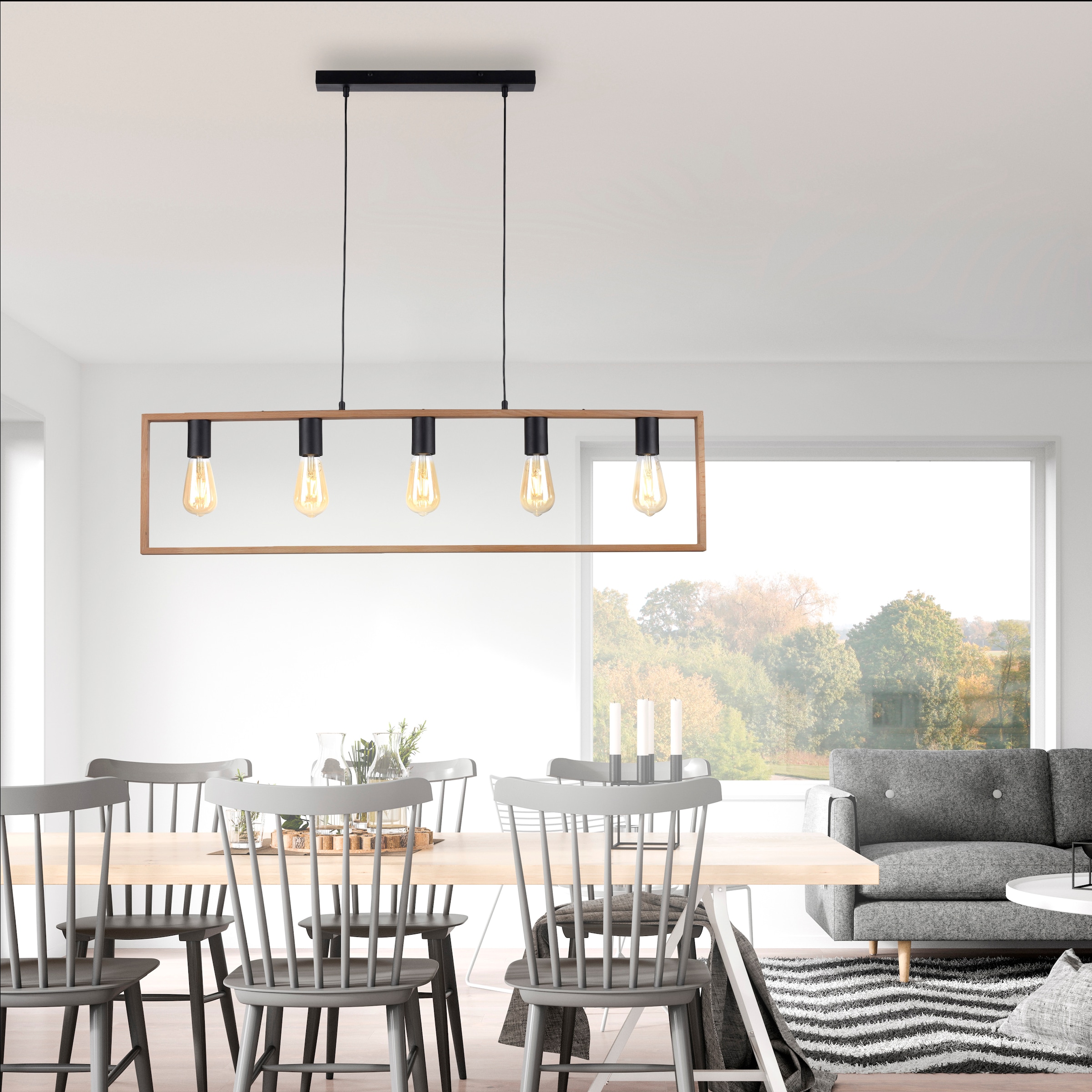 JUST LIGHT Pendelleuchte »FRANKY«, 5 flammig, Leuchtmittel E27 | ohne Leuchtmittel, ExklusiveE27