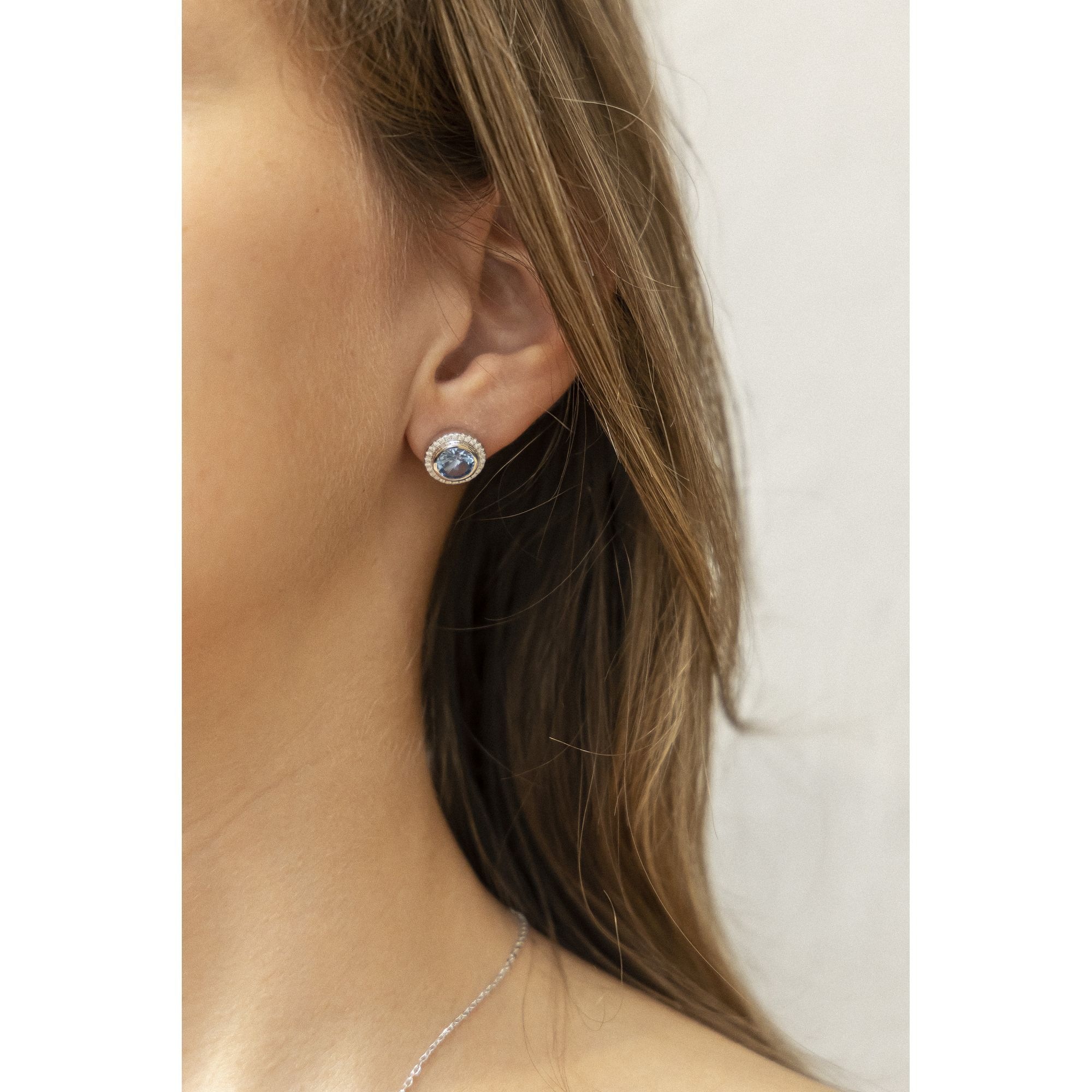 Celesta Sterling Silver Stud Earrings Silver Blue 2