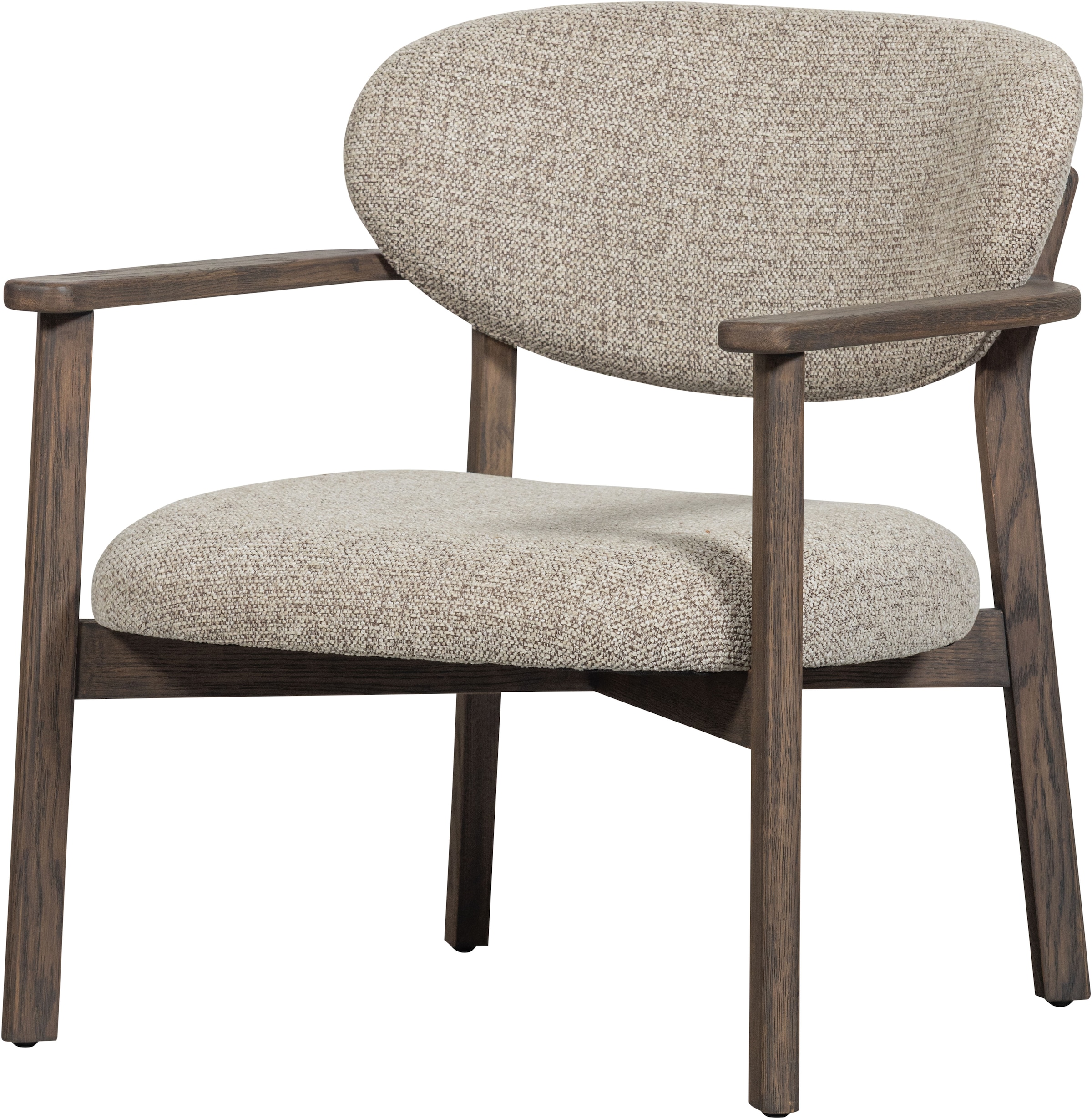 WOOOD Loungesessel »Udar mit More-Melange-Bezug und Eichenholzgestell, B68 x T75 x H76 cm« Sehr hohe Verschleißfestigkeit, Tragkraft 120 kg, mittlere Sitzhöhe