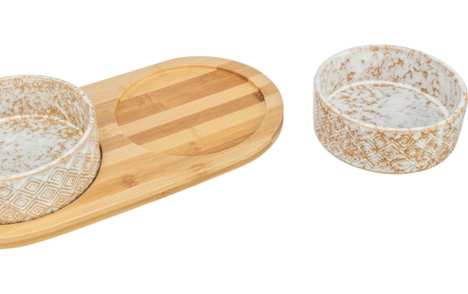 TRIXIE Futternapf »Napf-Set 2 x 0.8 l, 39 x8 x 20 cm« Für Nass- und Trockenfutter geeignet, Rutschfest