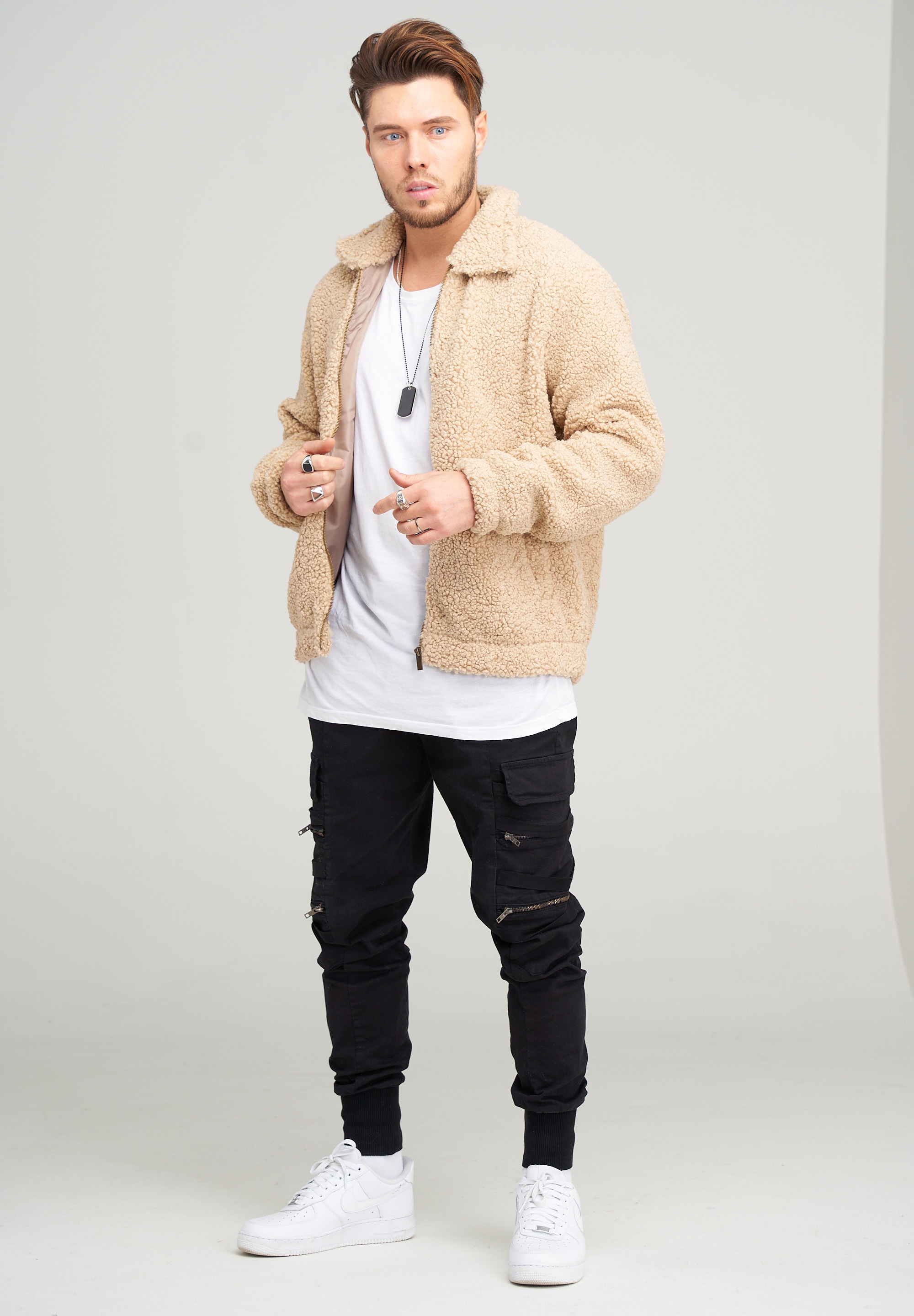 behype Fleecejacke »Bomber«, aus weichem Teddyfleece