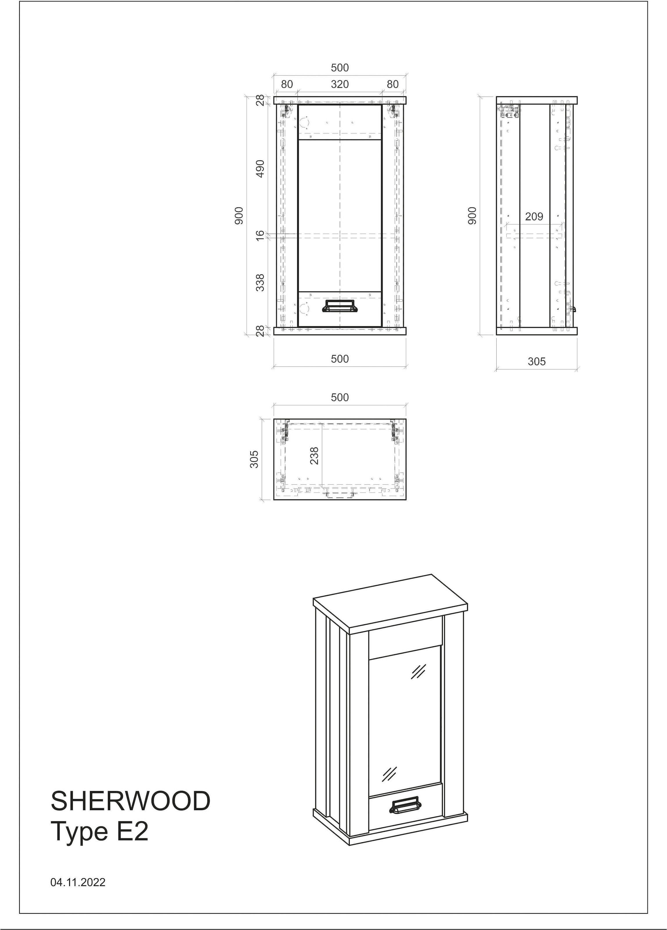 Home affaire Hängeschrank »Sherwood«, mit Apothekergriff aus Metall, Höhe 90 cm