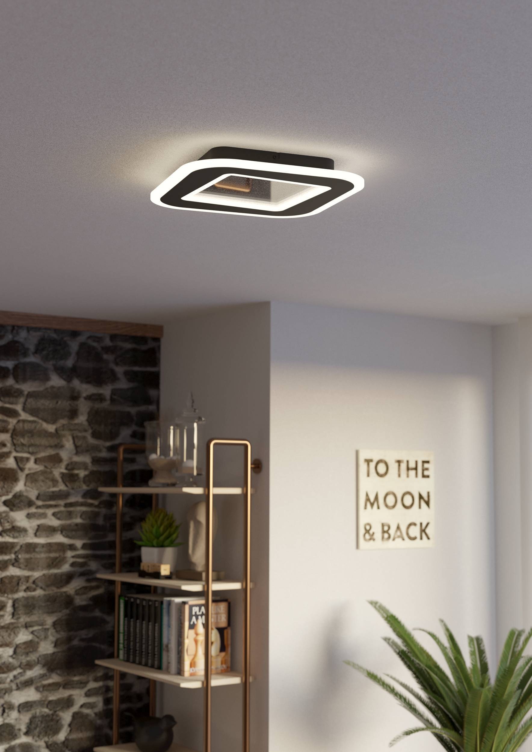 EGLO Deckenleuchte »Macchoni Deckenlampe, Kristall Deckenleuchte mit Fernbedienung, Lampe« LED-Modul 1 Stk. Kaltweiß | Neutralweiß | Warmweiß Wand-/Deckenleuchte - L38 x B38 x H5 cm - schwarz, weiß - 20W inkl.