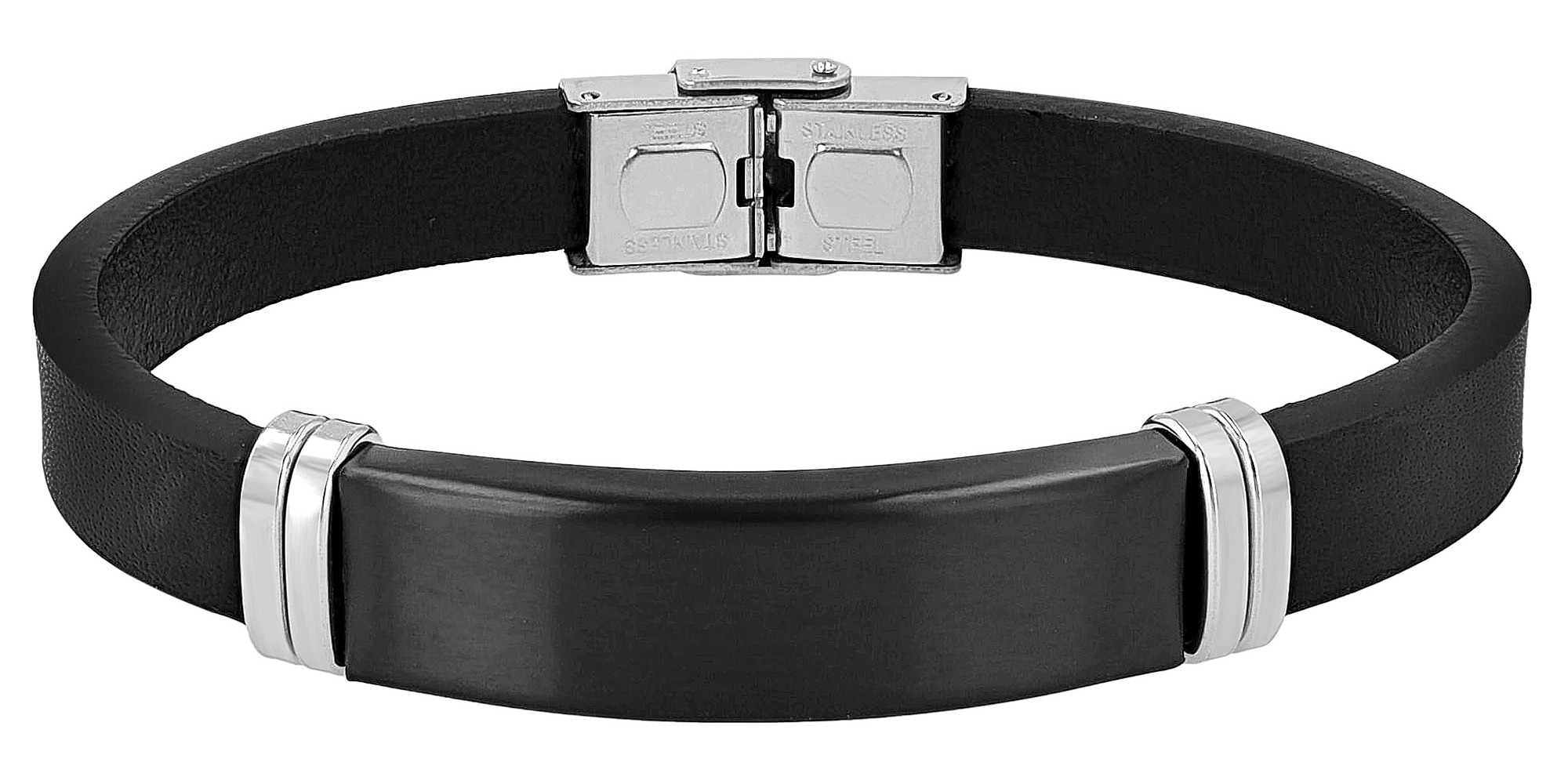 ADELIA ́S Herren Armband "Armband – Lederarmband aus Leder 21 cm", 21cm, Leder, schwarz, Leder, Armbänder, Perfekt zum Verschenken an besondere