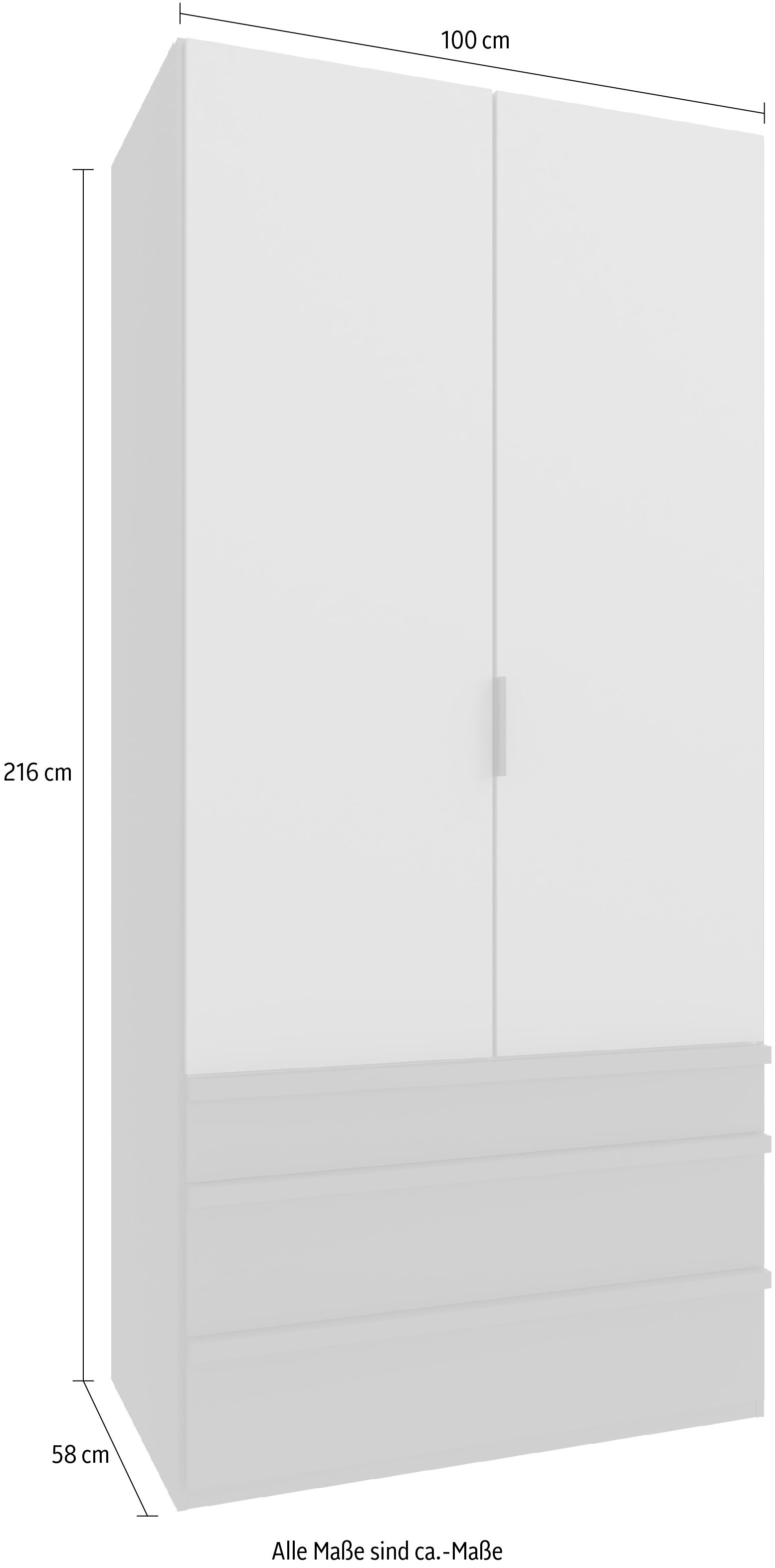 Wimex Falttürenschrank »Oxford by fresh to go, in 3 Breiten und 2 Höhen, Made in Germany«, (mit Schubladen, wahlweise mit oder ohne Spiegel), mit hochwertigen Falttüren für den perfekten Überblick