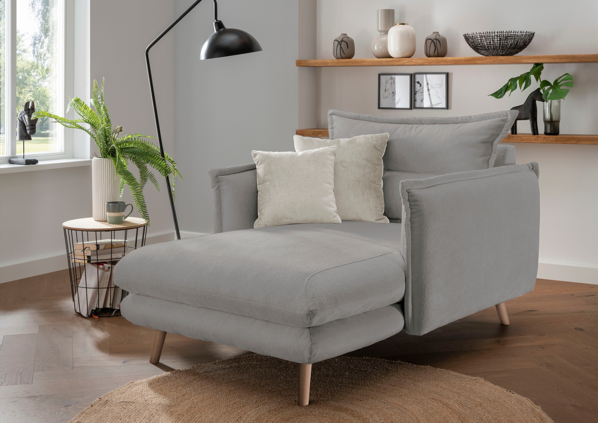 Home affaire Loveseat "Lazio, 111 cm breit, modern und bequem" Webstoff, inkl. Rücken- und Zierkissen