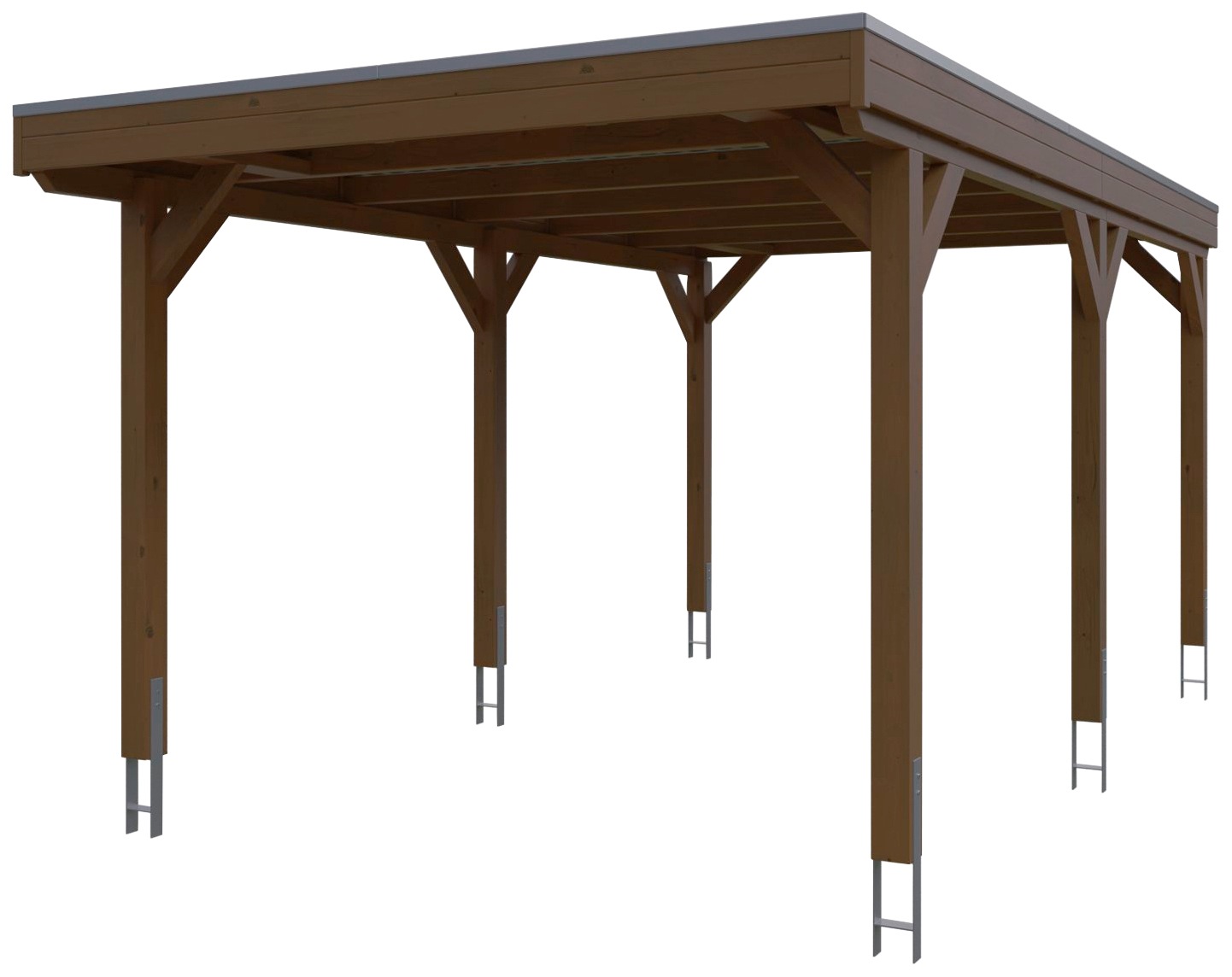 Skanholz Einzelcarport »Grunewald«, braun, mit Aluminiumdach