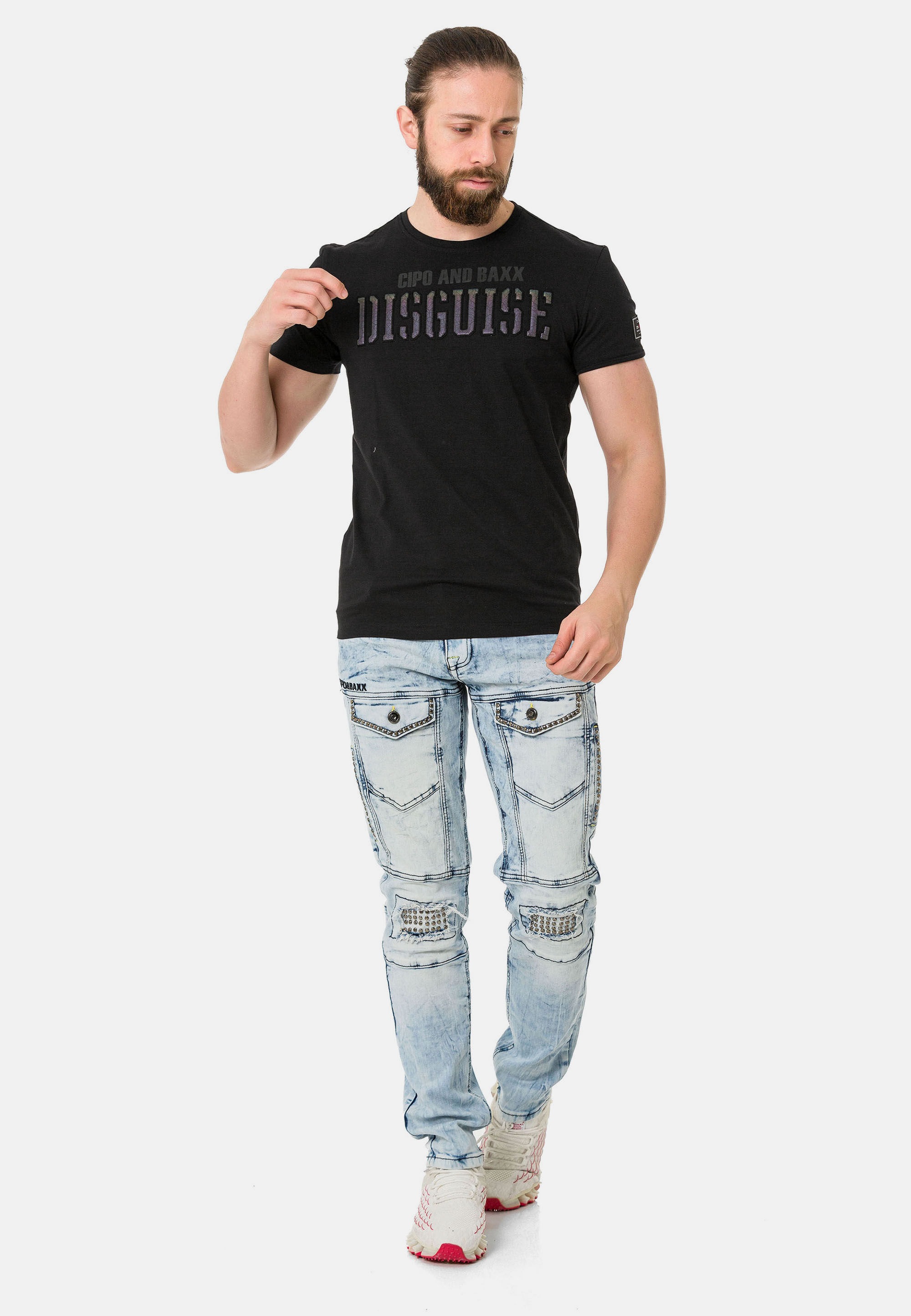 Cipo & Baxx T-Shirt »T-Shirt«, mit Rundhals-Ausschnitt