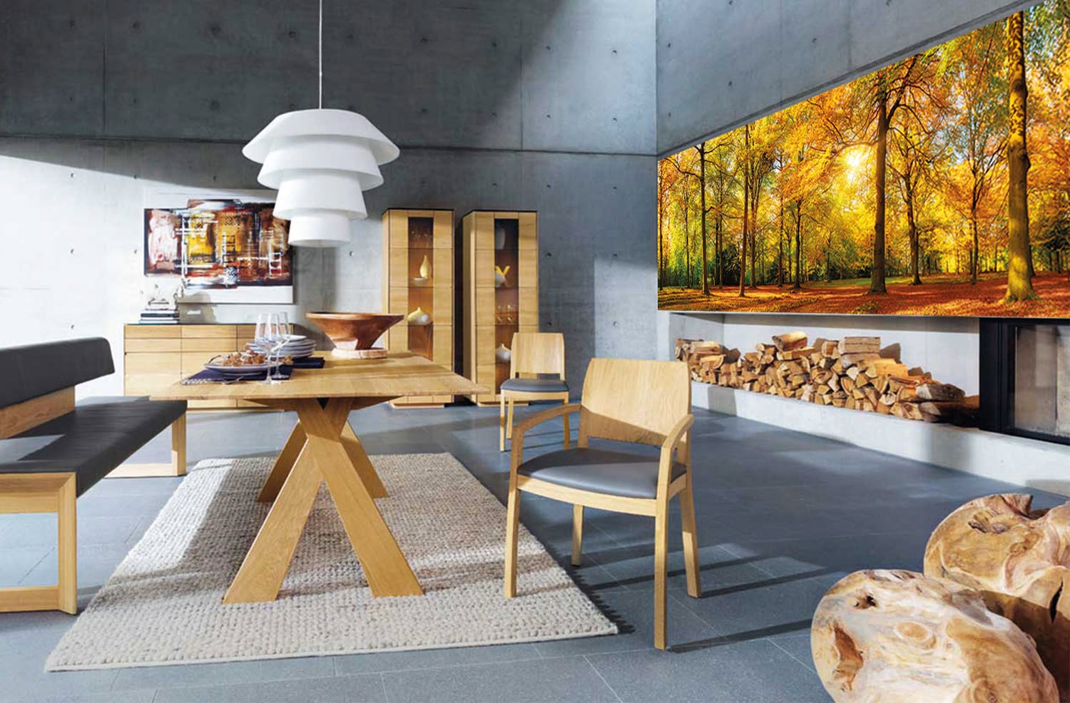 Papermoon Fototapete »Autum Forrest Panorama« matt