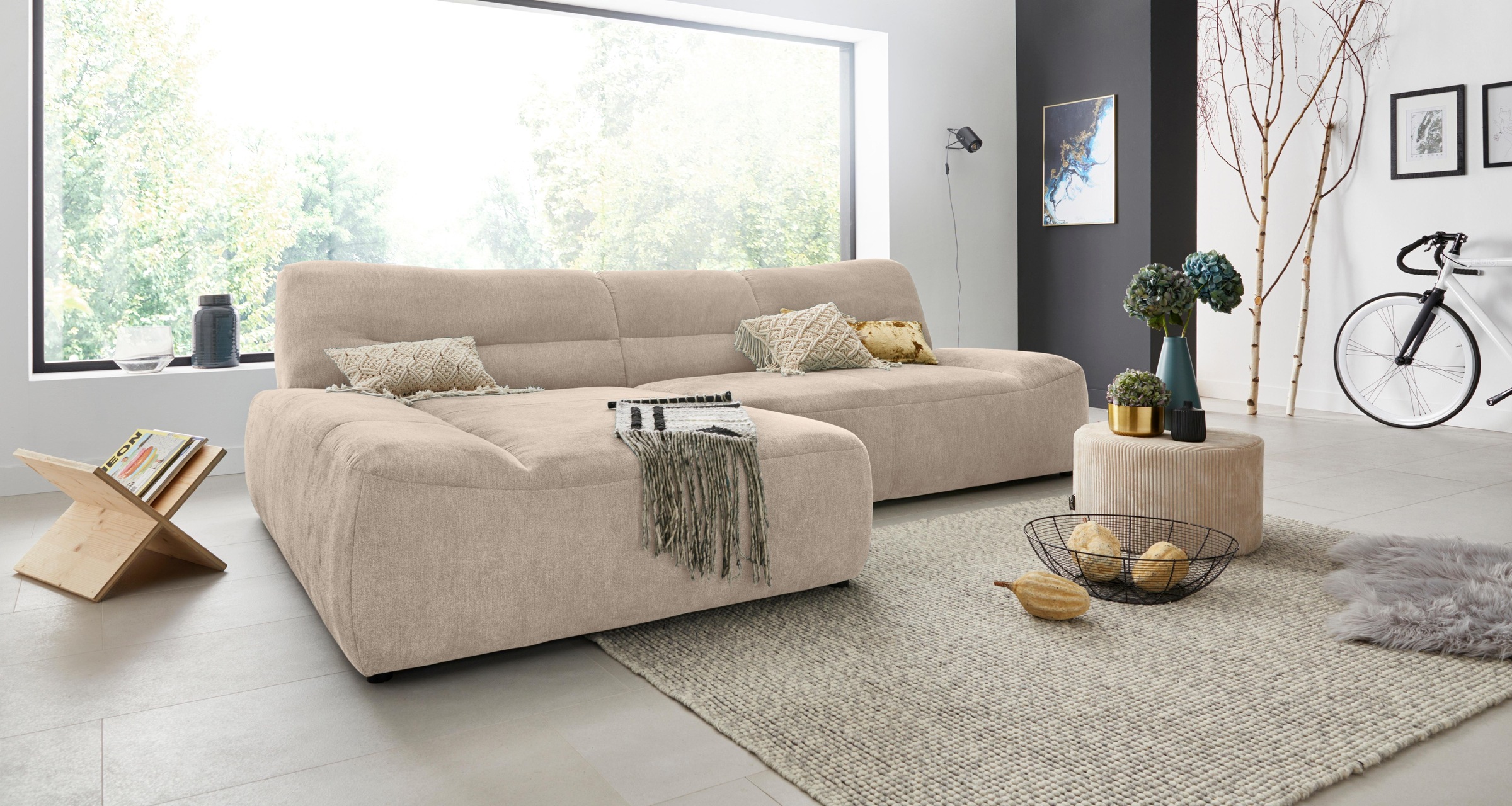 DOMO collection Ecksofa »Cesena moderne Polsterecke mit flachen Armlehnen, L-Form«, fester Sitzkomfort, frei im Raum stellbar