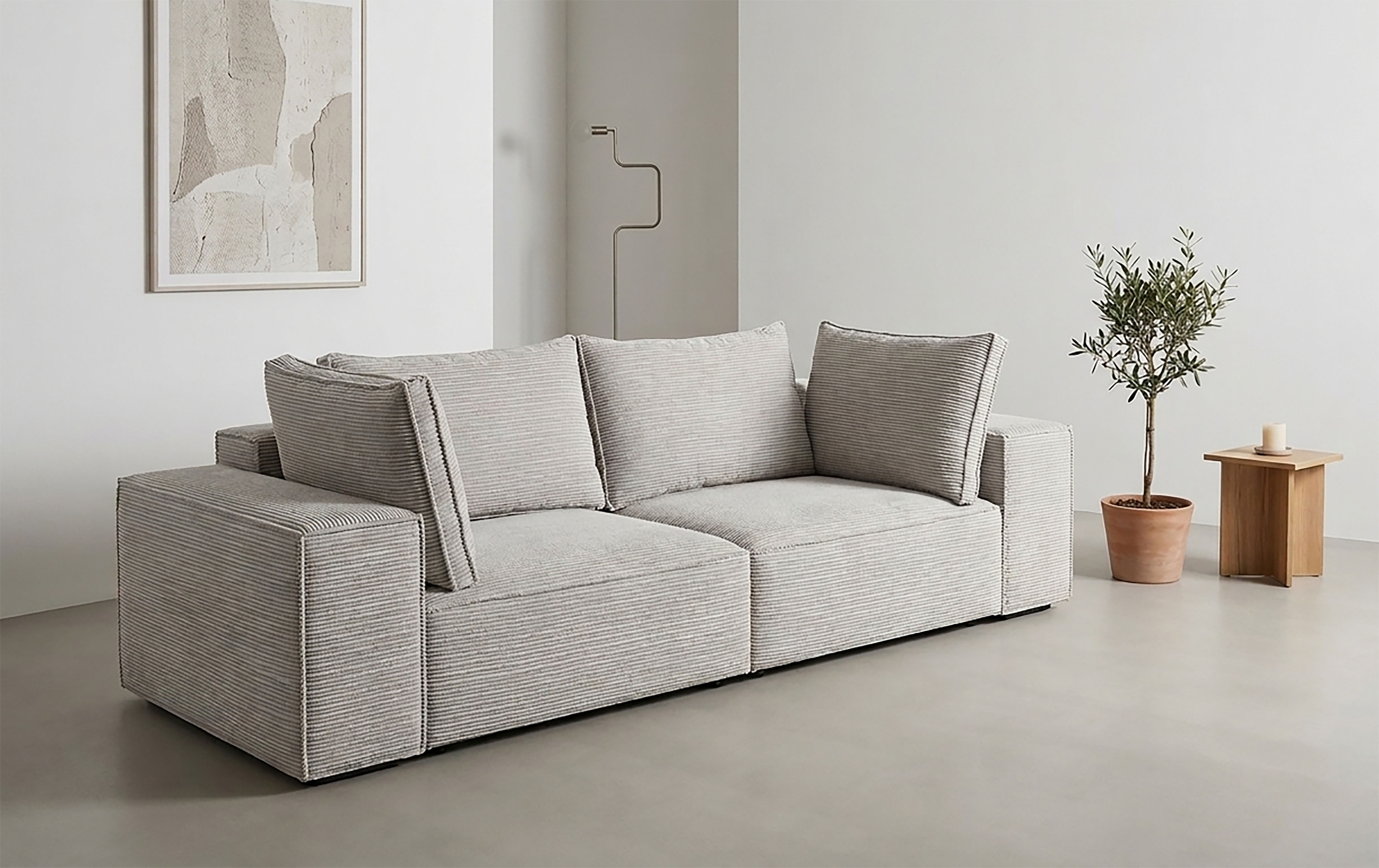Trends by HG Big-Sofa "Conor XL, B: 268cm, Liegefläche: 138 x 194 cm, in Cord und Velours" mit Schlaffunktion und Bettkasten