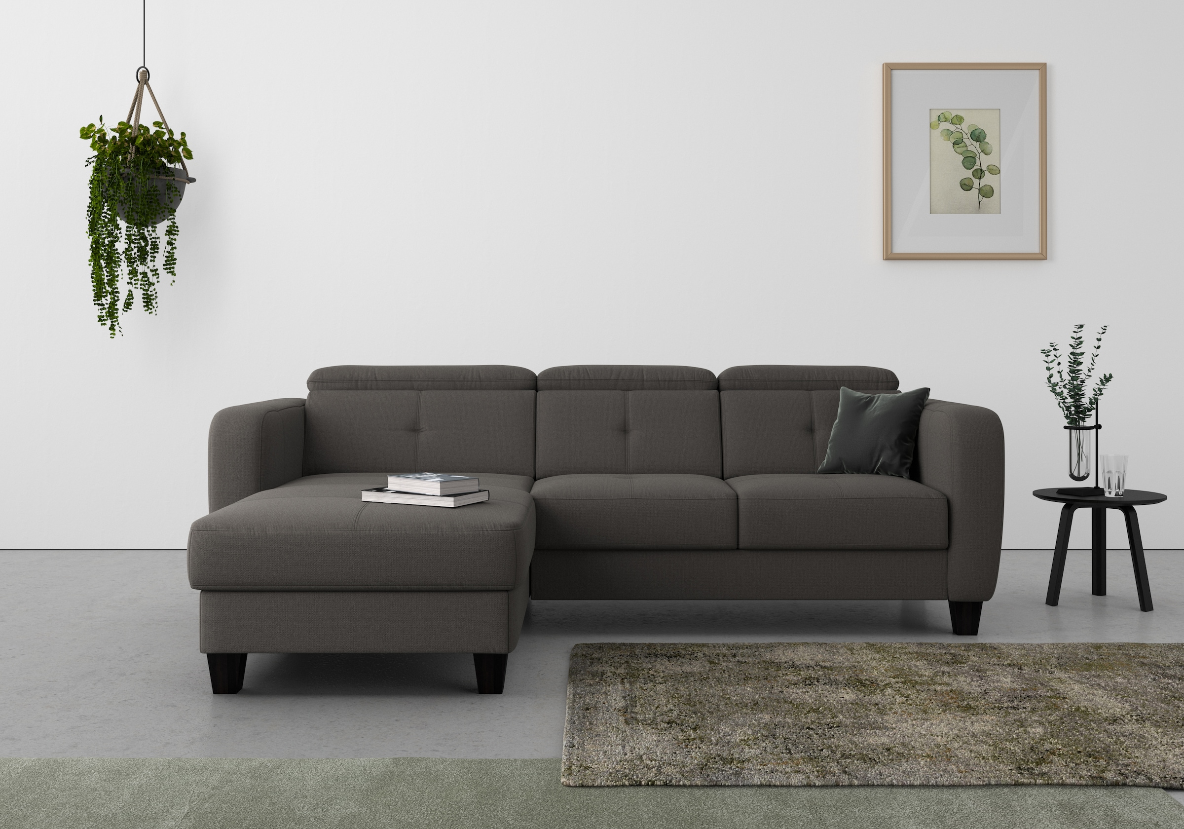 sit&more Ecksofa "Belluci L-Form" inklusive Federkern, wahlweise mit Schlaffunktion und Bettkasten